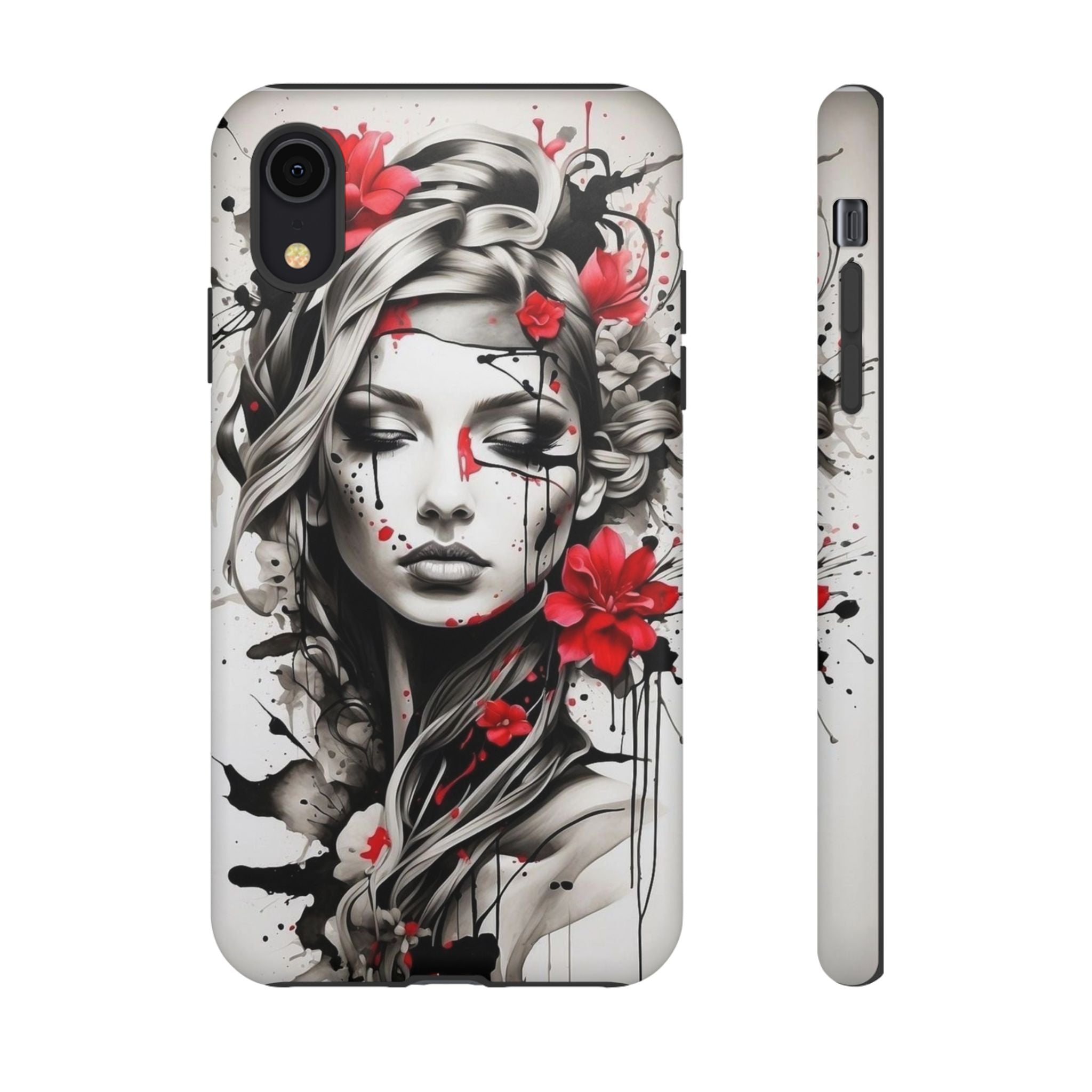 Phone Case Noir Floral Portrait Protective Tough Case