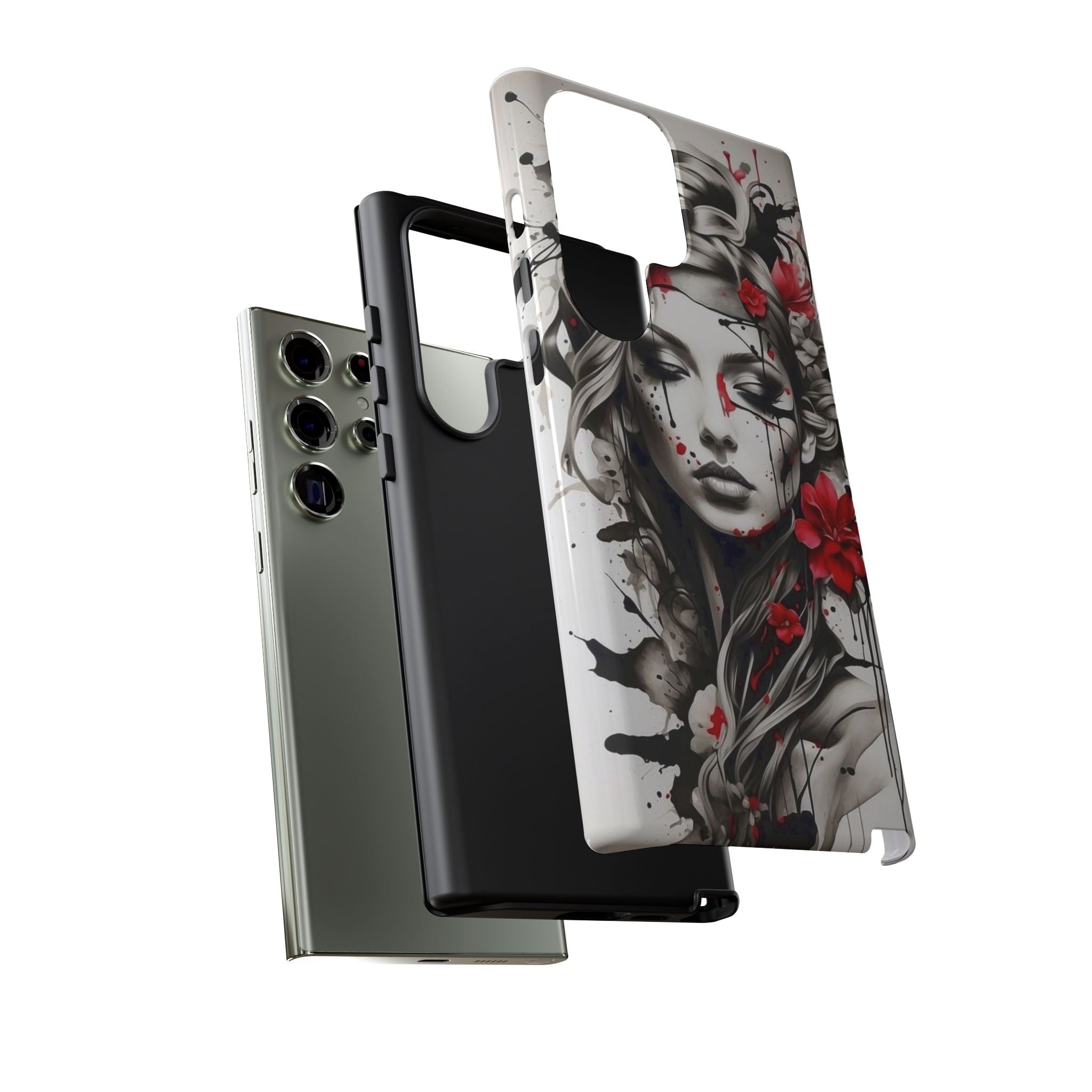 Phone Case Noir Floral Portrait Protective Tough Case