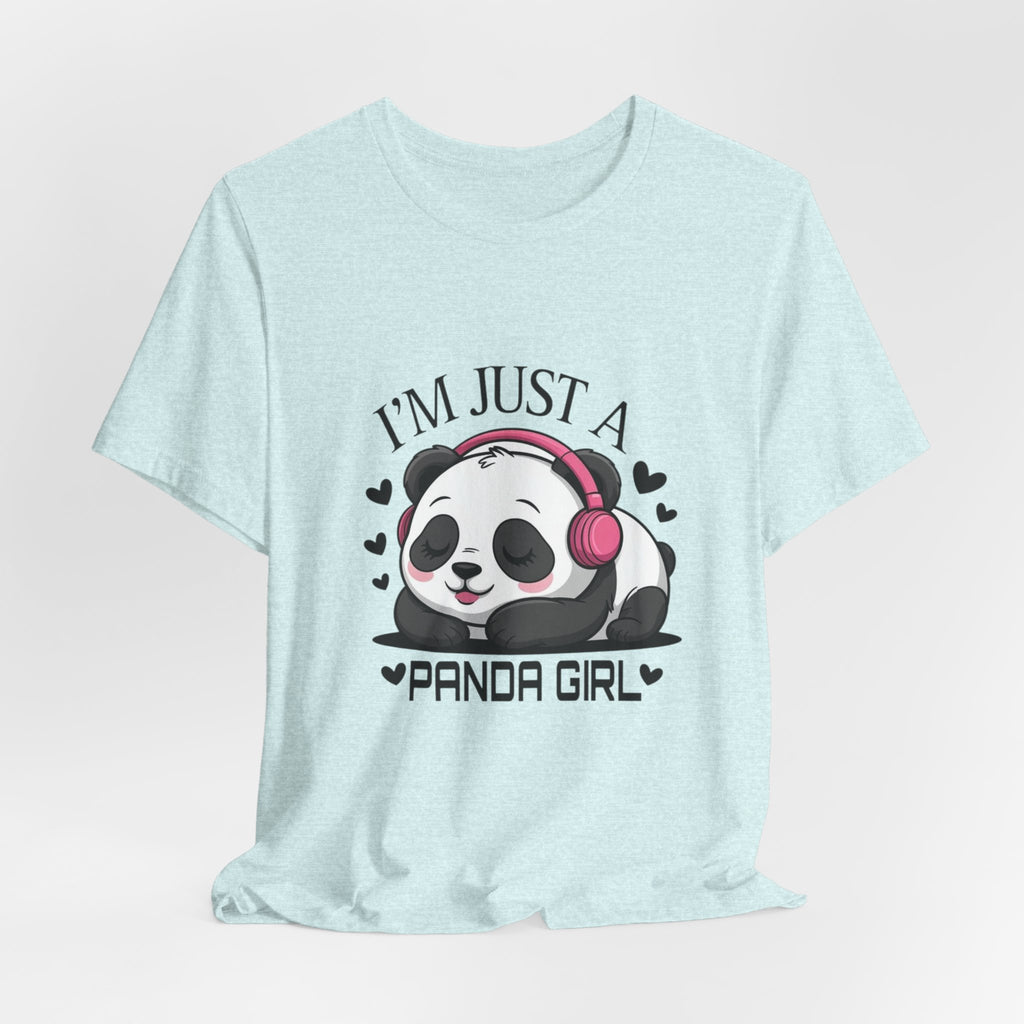 I’m Just a Panda Girl Tee Cute Panda Headphones Graphic T-Shirt