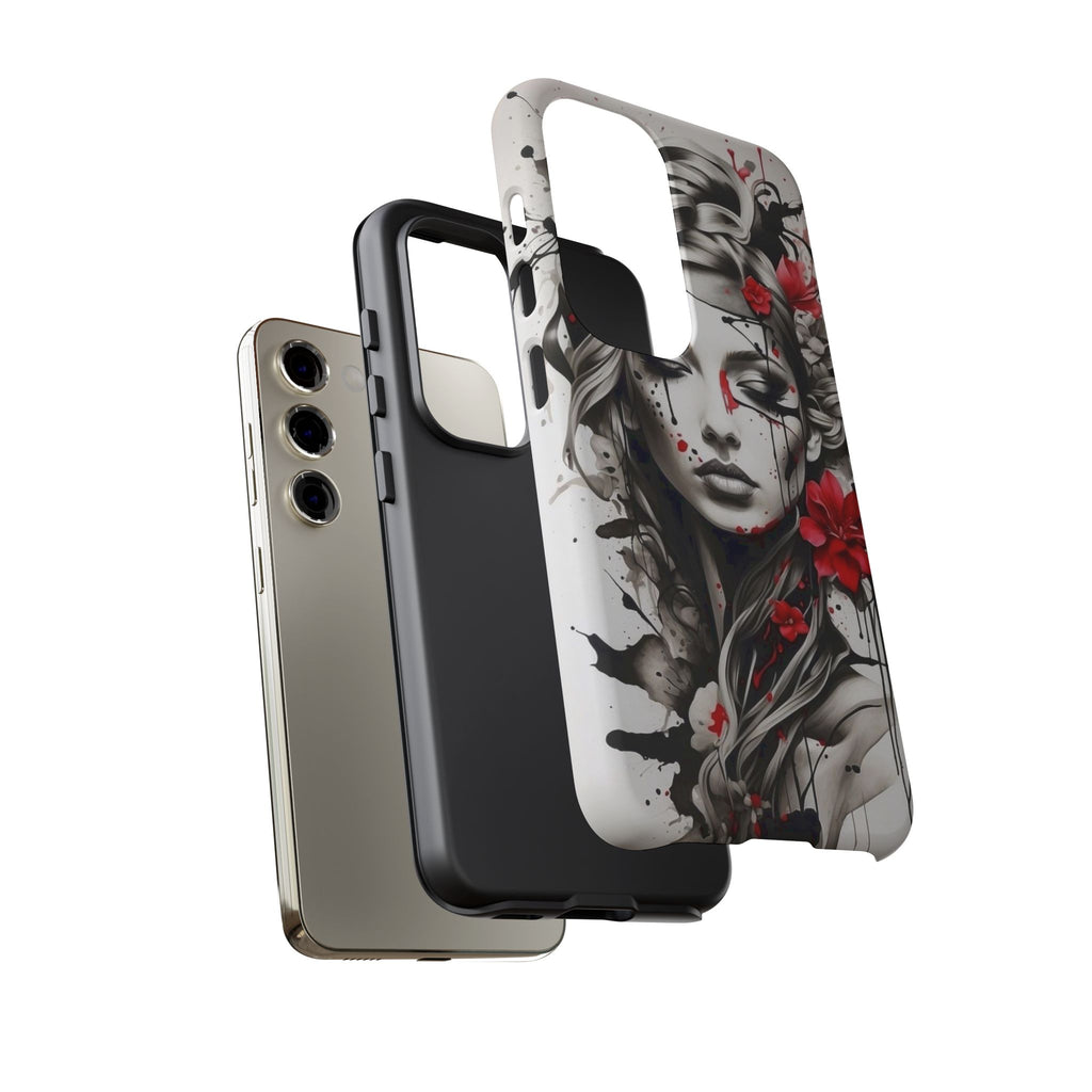 Phone Case Noir Floral Portrait Protective Tough Case