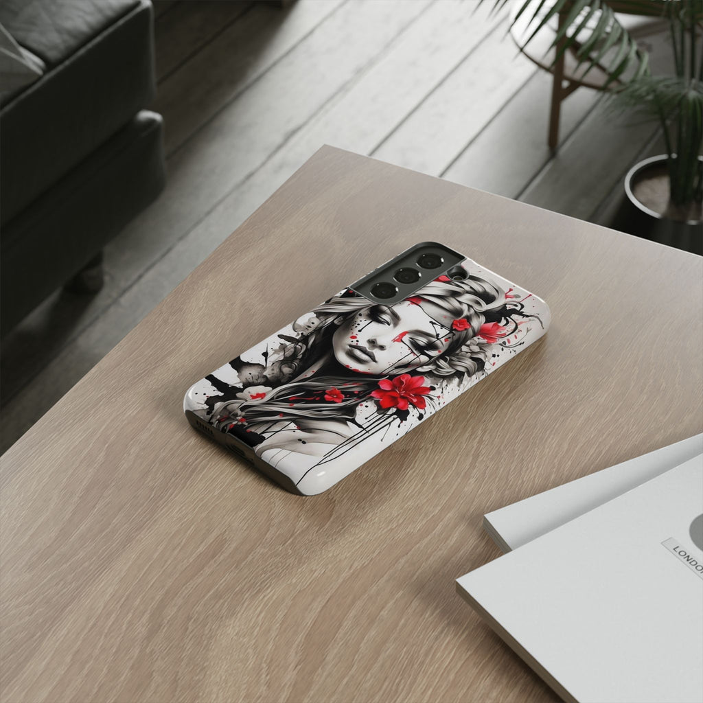 Phone Case Noir Floral Portrait Protective Tough Case
