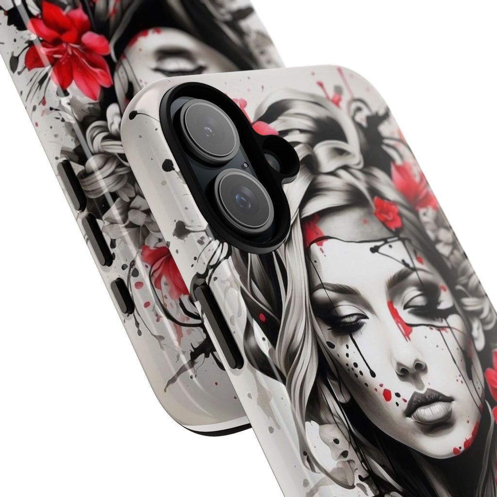 Phone Case Noir Floral Portrait Protective Tough Case