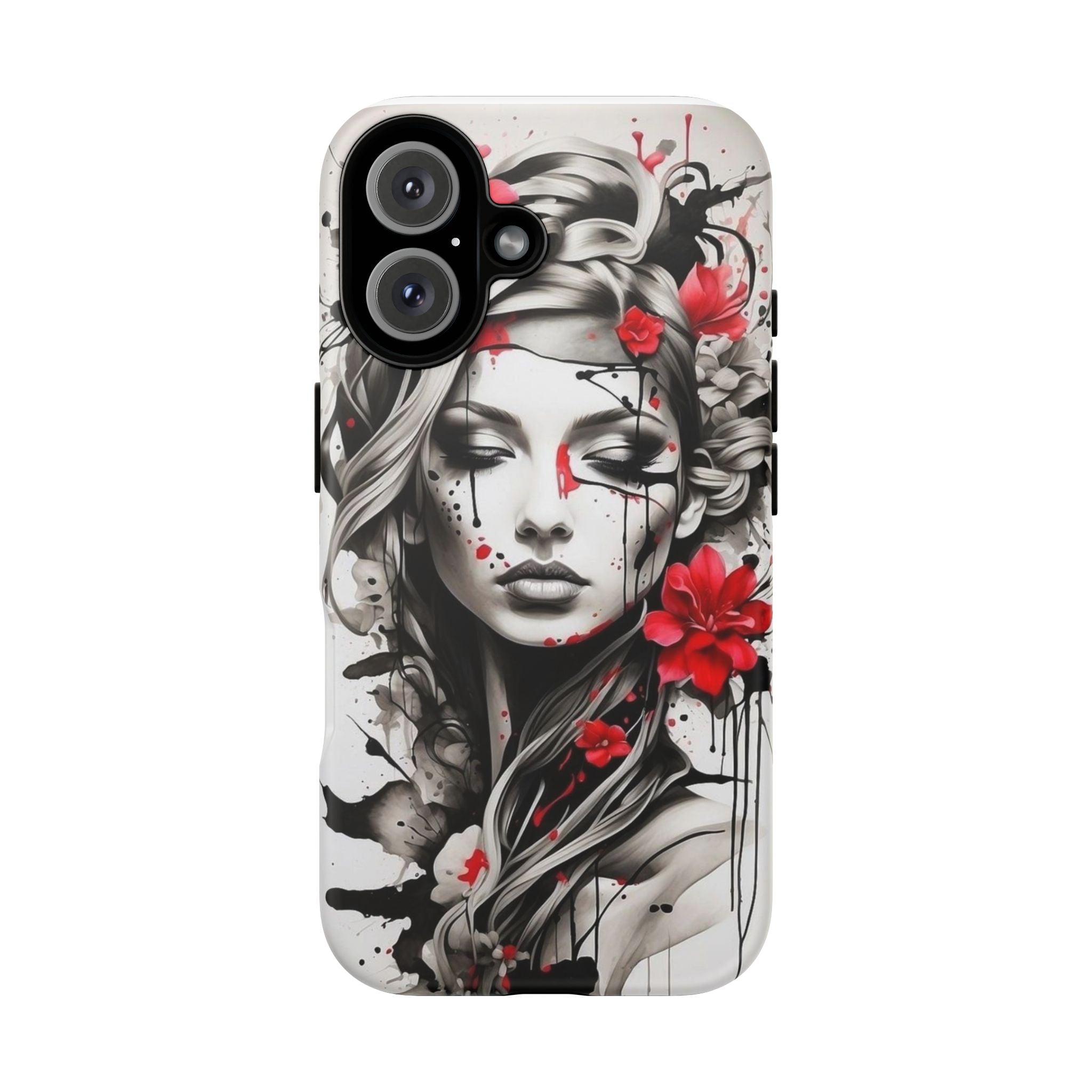 Phone Case Noir Floral Portrait Protective Tough Case