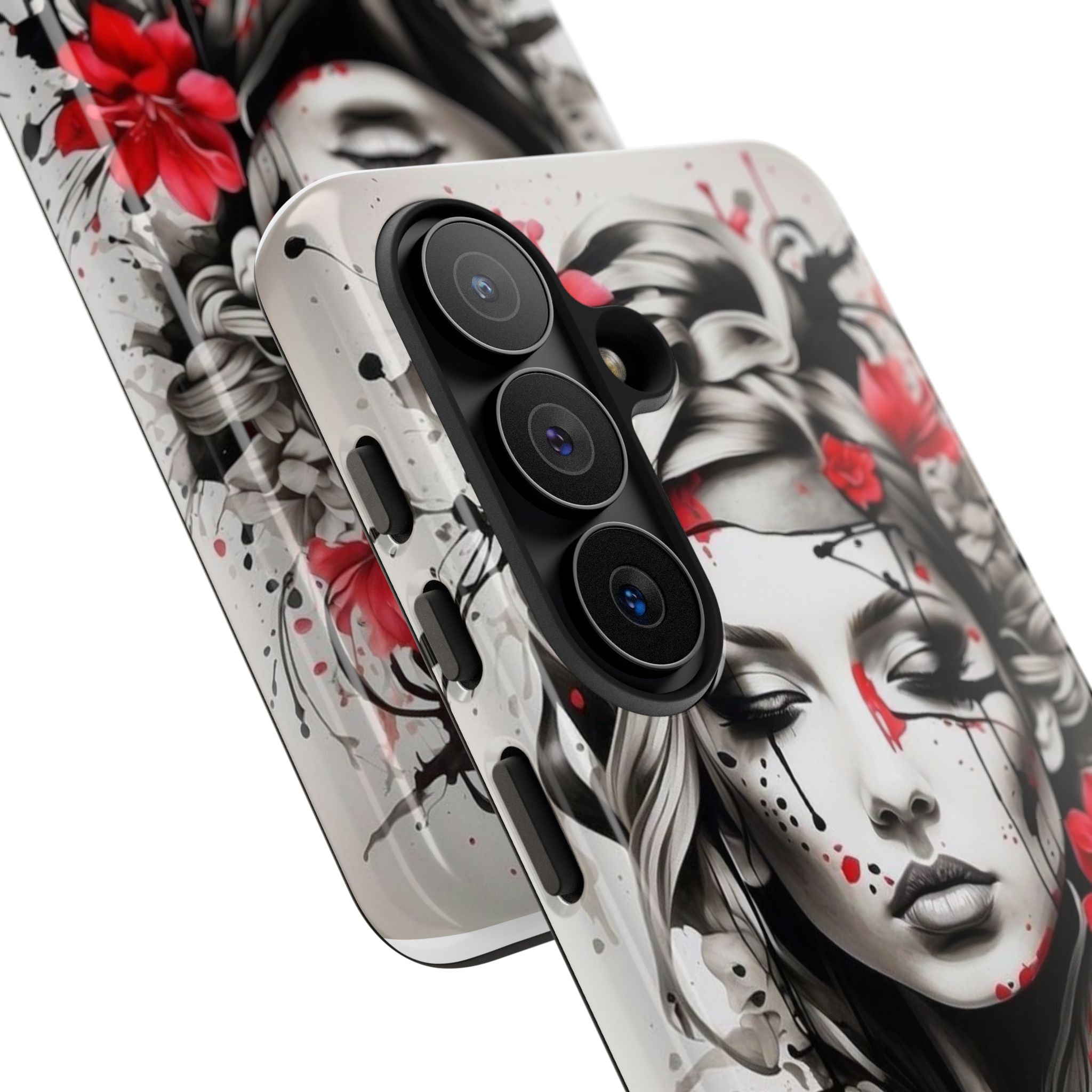 Phone Case Noir Floral Portrait Protective Tough Case