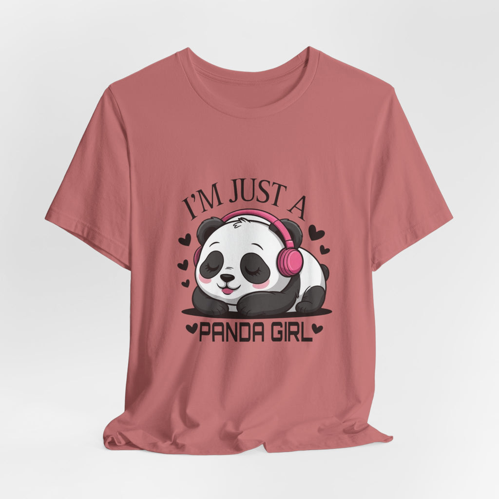 I’m Just a Panda Girl Tee Cute Panda Headphones Graphic T-Shirt