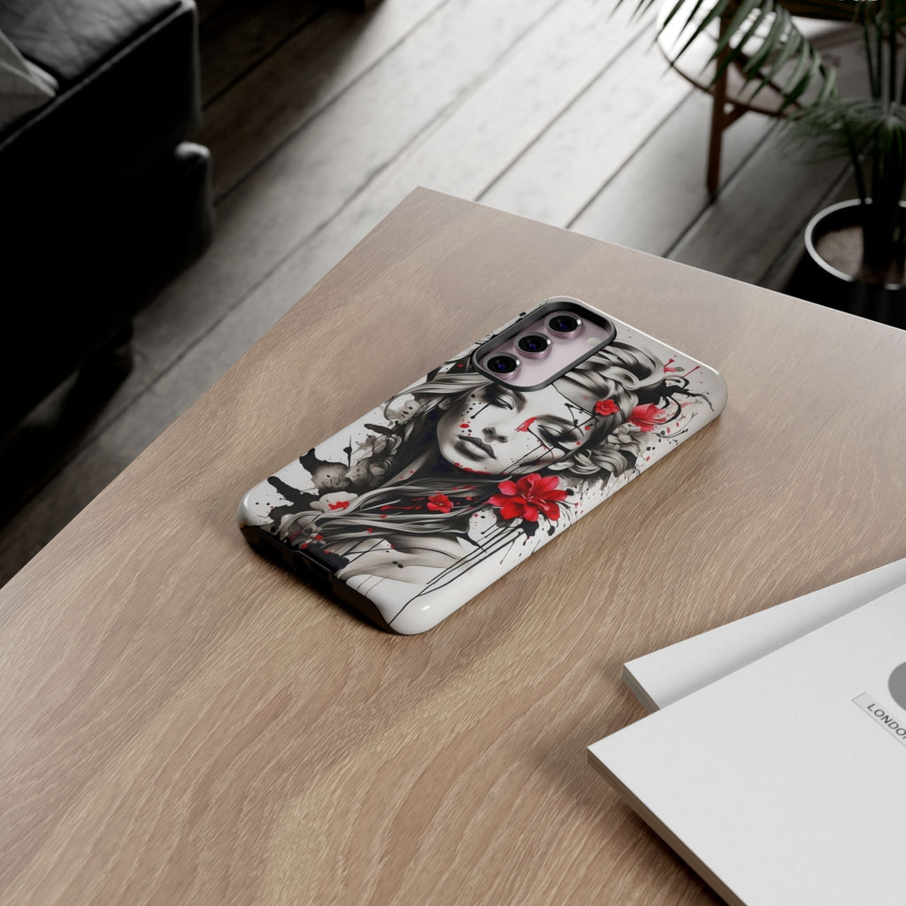 Phone Case Noir Floral Portrait Protective Tough Case