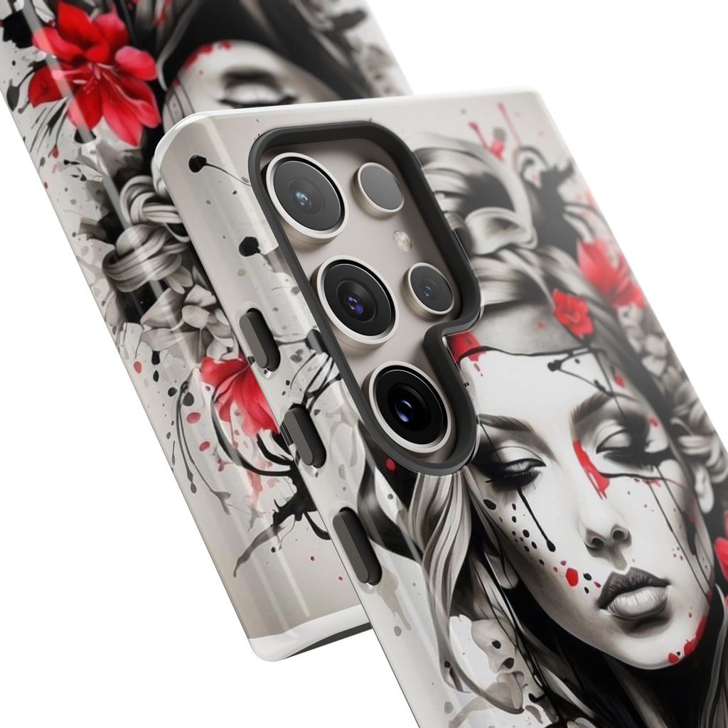 Phone Case Noir Floral Portrait Protective Tough Case