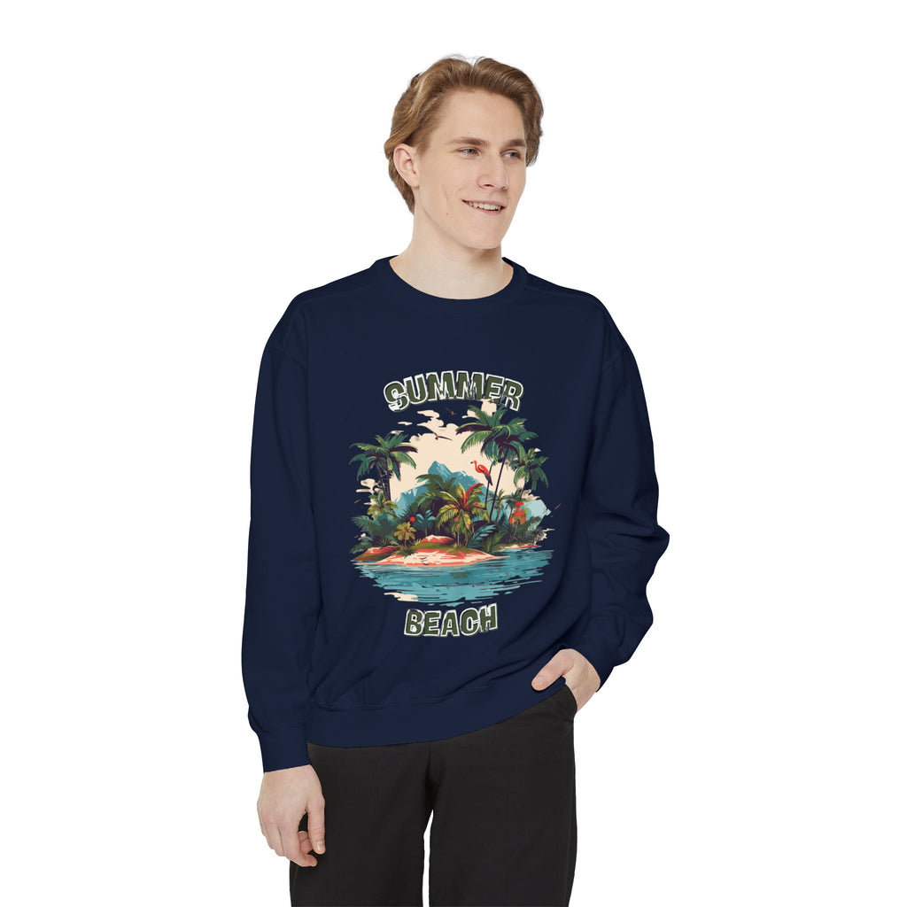 Beach Island Sweatshirt — "Summer Beach" Tropical Palm Crewneck