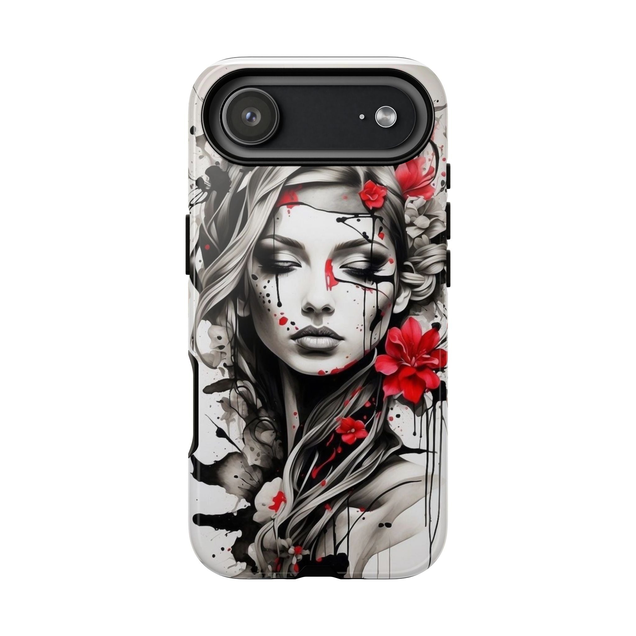 Phone Case Noir Floral Portrait Protective Tough Case
