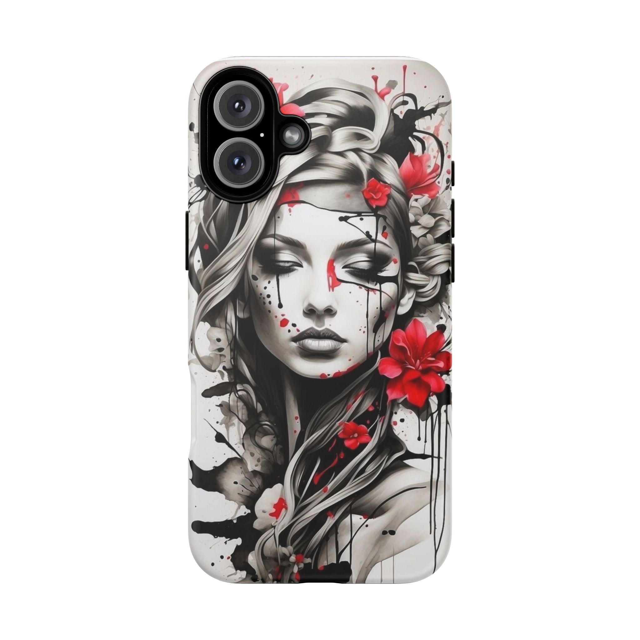 Phone Case Noir Floral Portrait Protective Tough Case