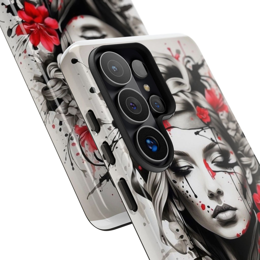Phone Case Noir Floral Portrait Protective Tough Case