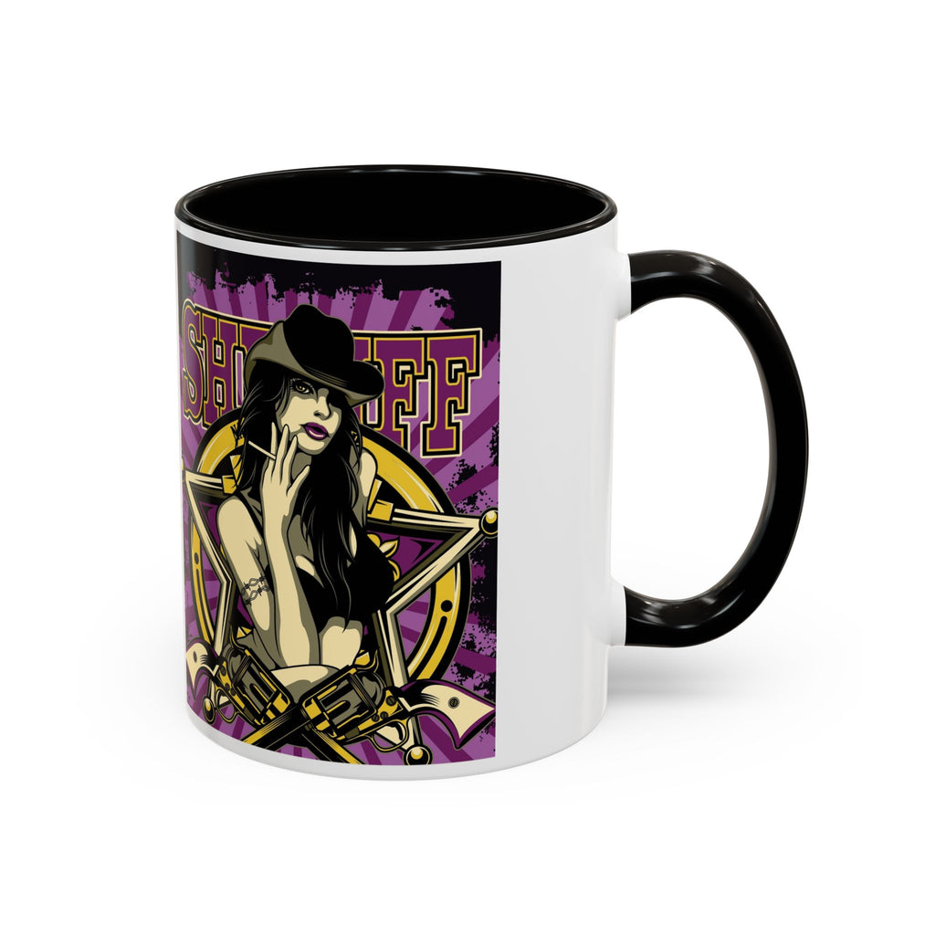 Sheriff Pin-Up Art Coffee Mug (11oz/15oz) — Retro Western Femme Fatale Ceramic Mug