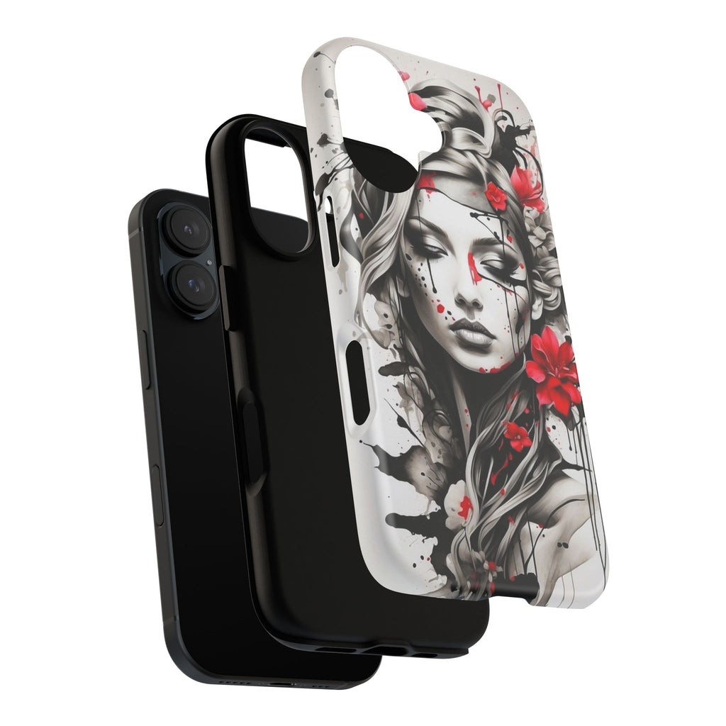 Phone Case Noir Floral Portrait Protective Tough Case