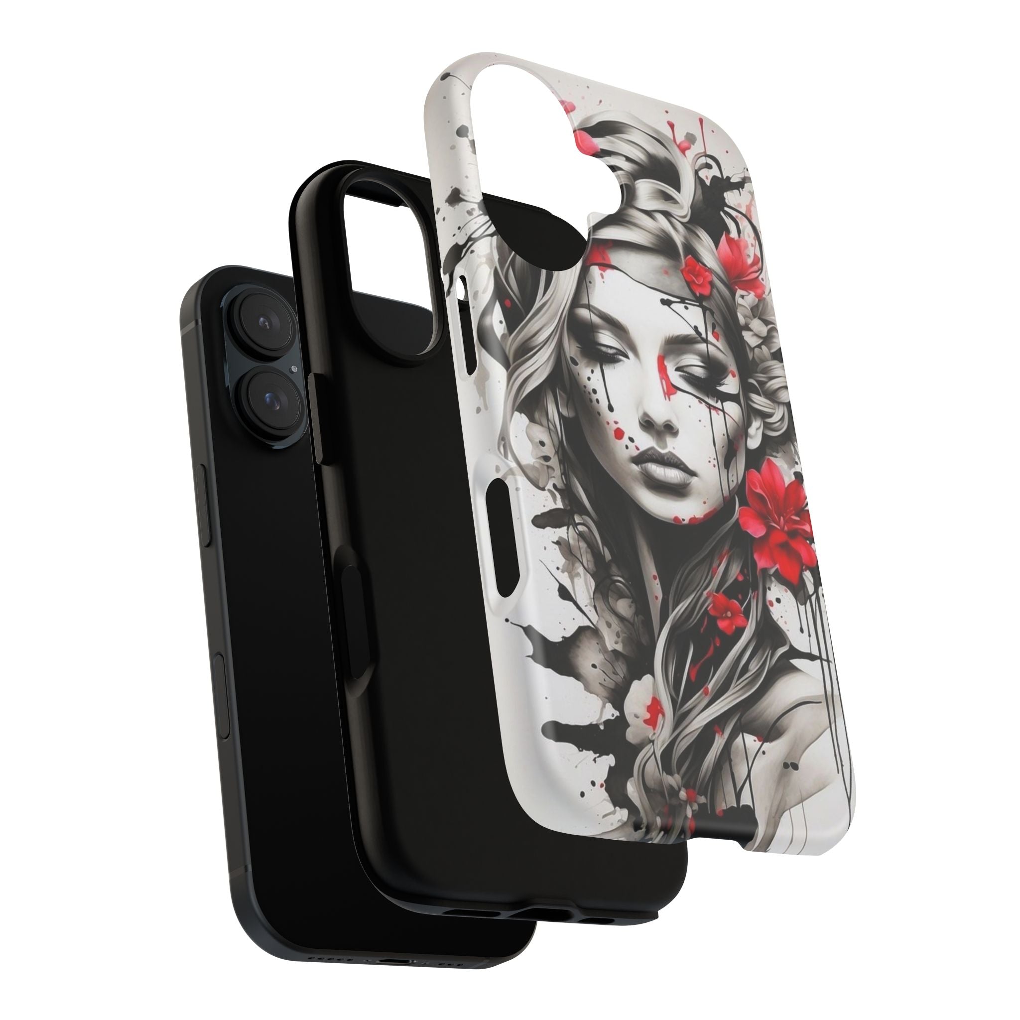 Phone Case Noir Floral Portrait Protective Tough Case