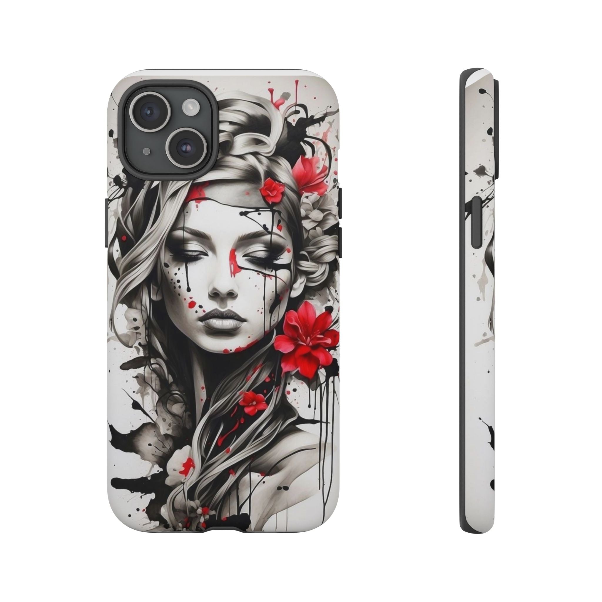 Phone Case Noir Floral Portrait Protective Tough Case