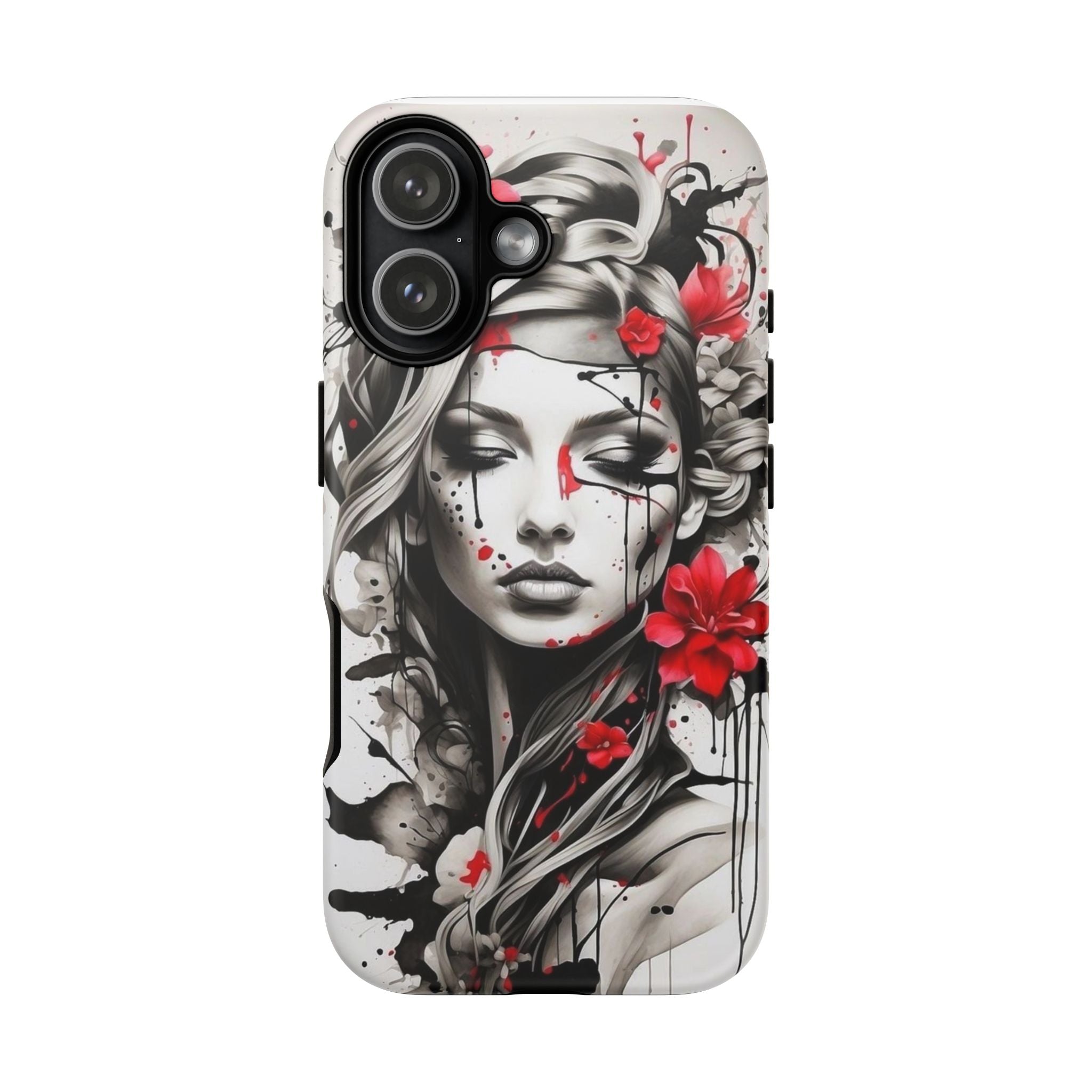 Phone Case Noir Floral Portrait Protective Tough Case