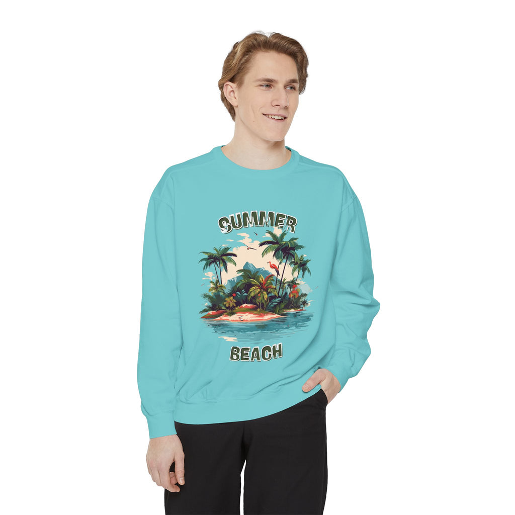Beach Island Sweatshirt — "Summer Beach" Tropical Palm Crewneck