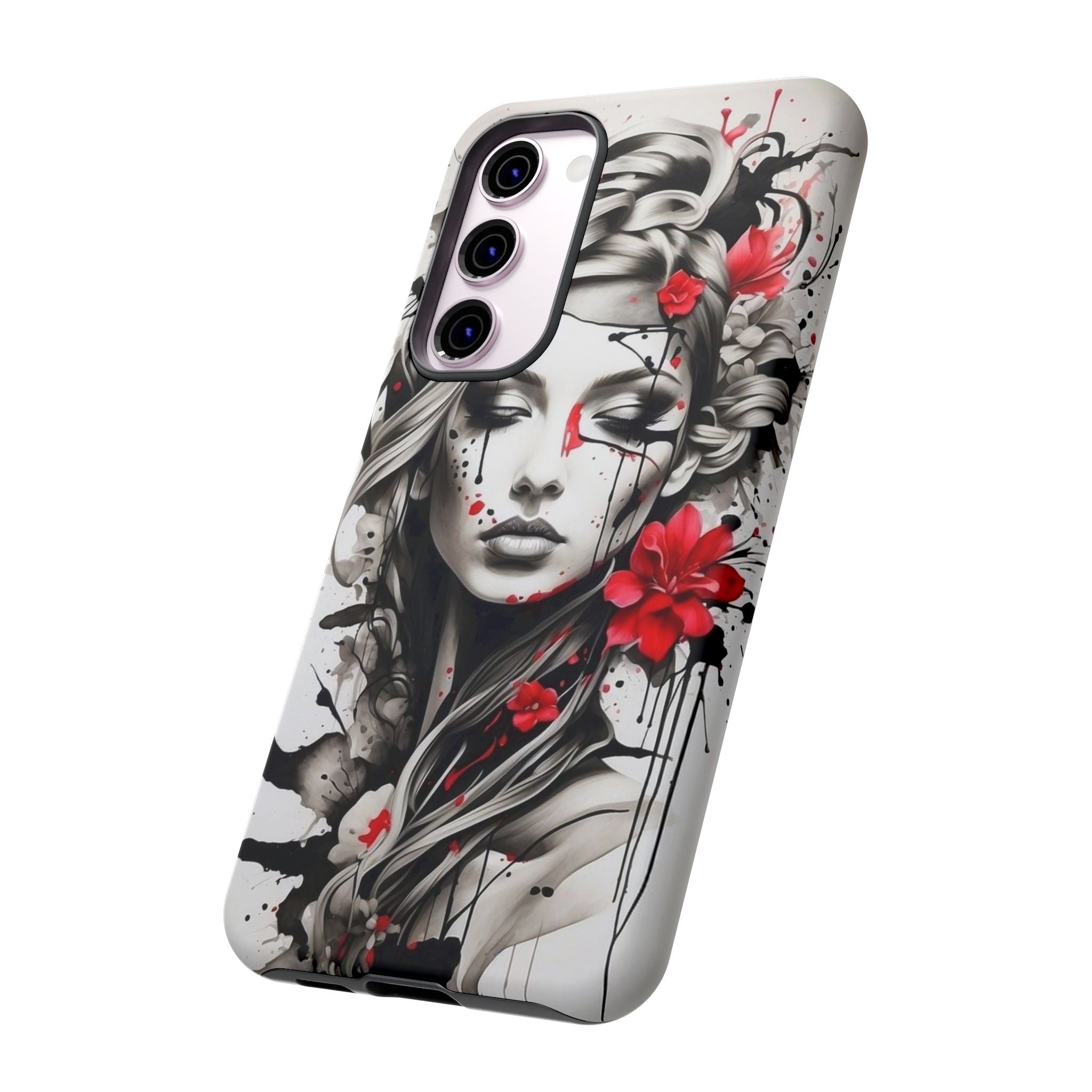 Phone Case Noir Floral Portrait Protective Tough Case