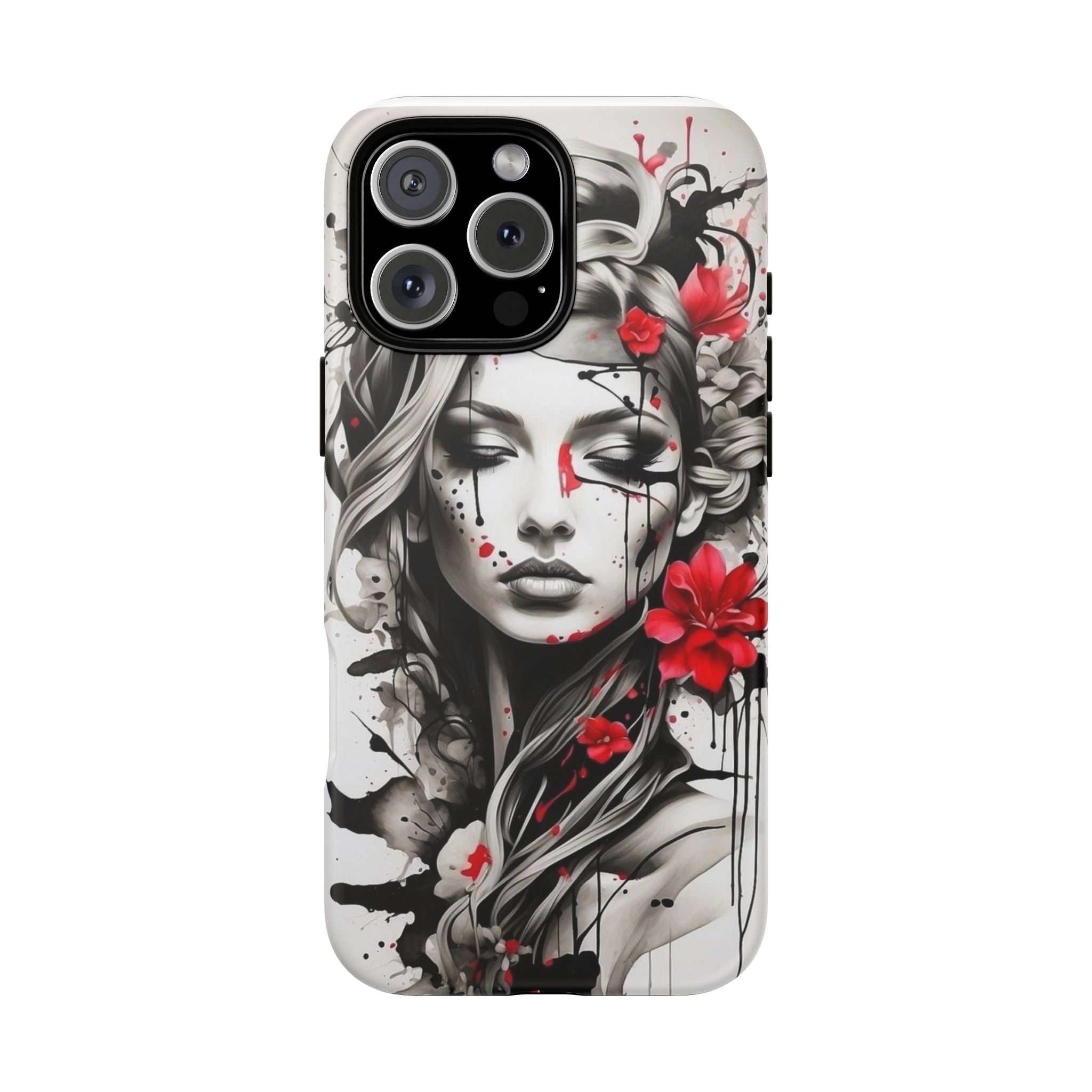 Phone Case Noir Floral Portrait Protective Tough Case