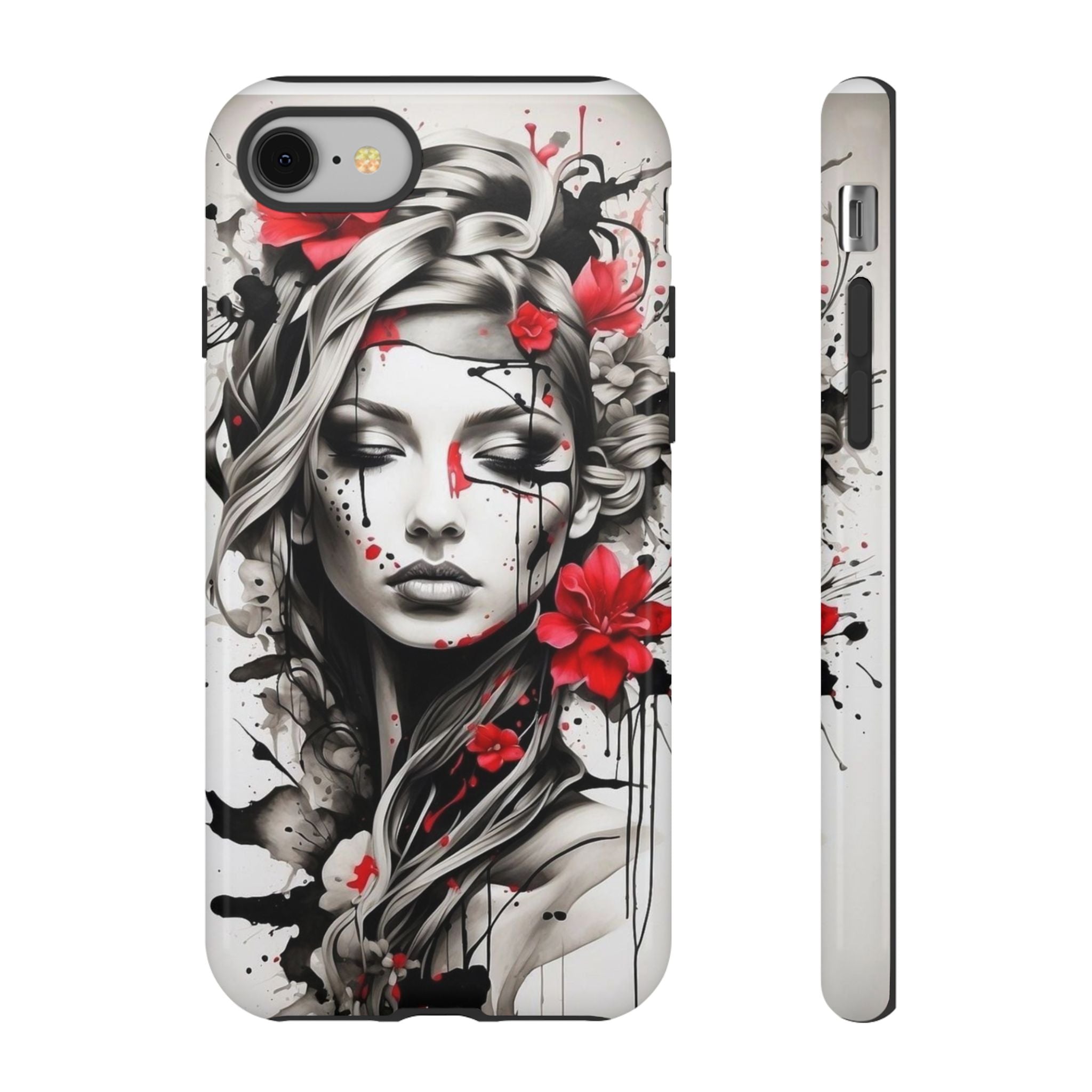 Phone Case Noir Floral Portrait Protective Tough Case