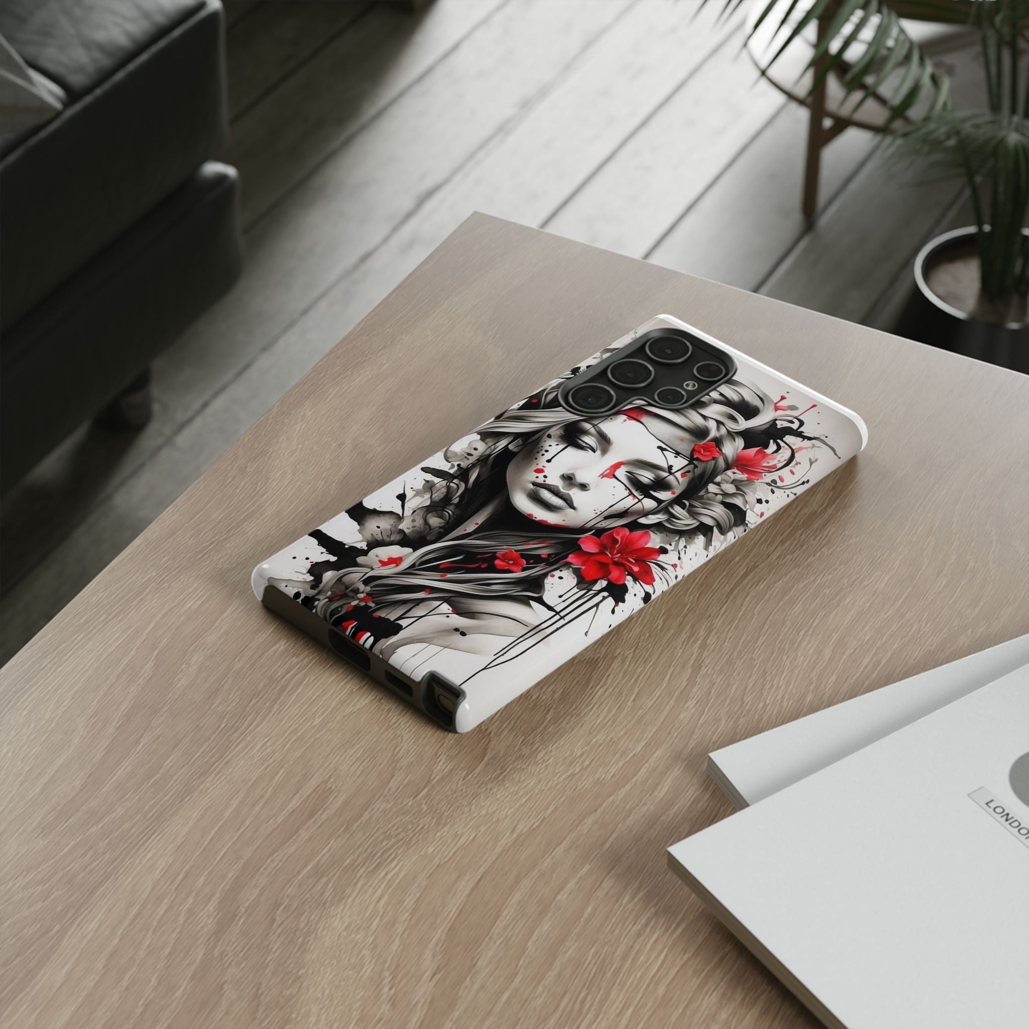 Phone Case Noir Floral Portrait Protective Tough Case