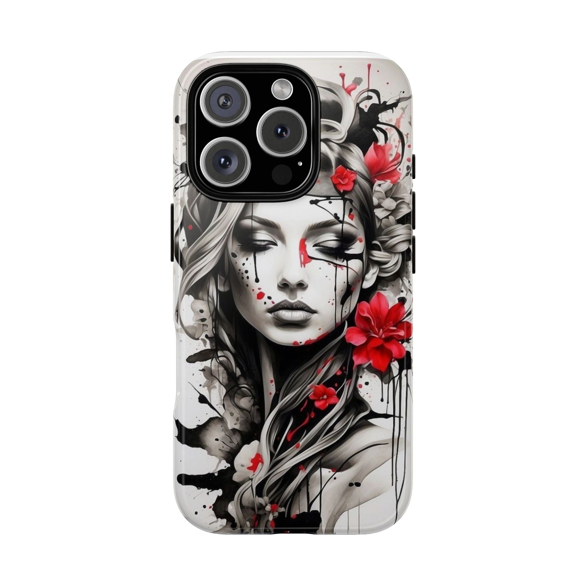 Phone Case Noir Floral Portrait Protective Tough Case