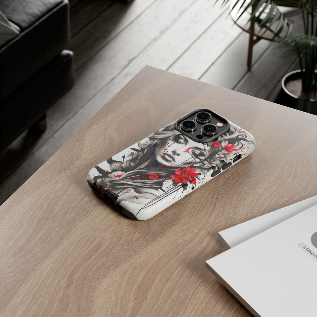 Phone Case Noir Floral Portrait Protective Tough Case