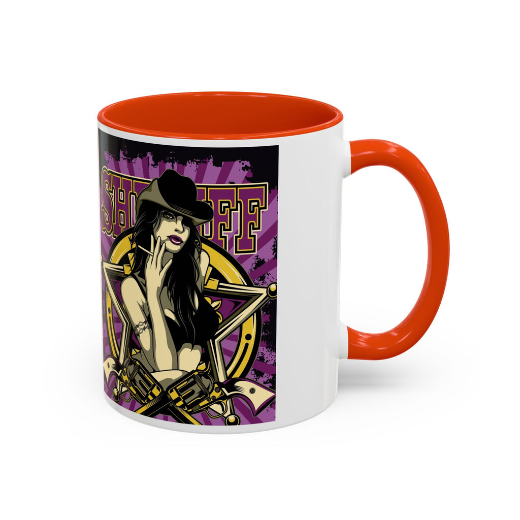 Sheriff Pin-Up Art Coffee Mug (11oz/15oz) — Retro Western Femme Fatale Ceramic Mug