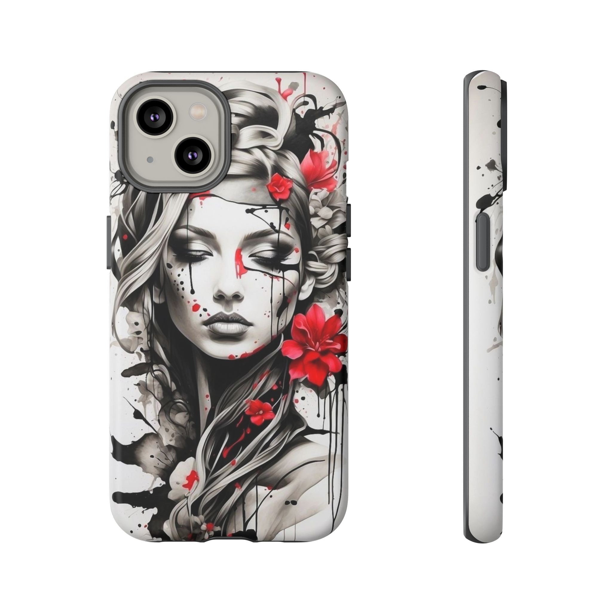 Phone Case Noir Floral Portrait Protective Tough Case