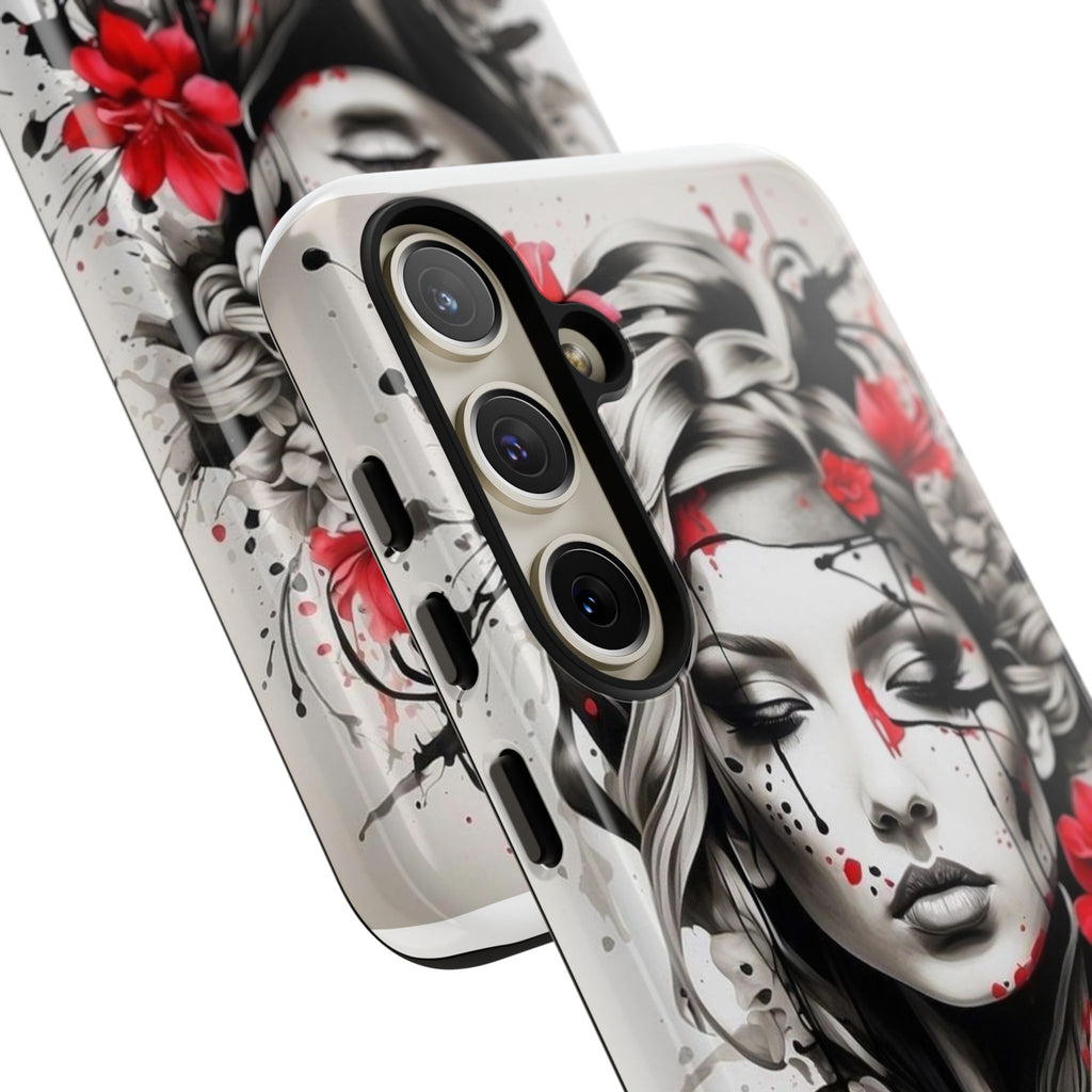 Phone Case Noir Floral Portrait Protective Tough Case