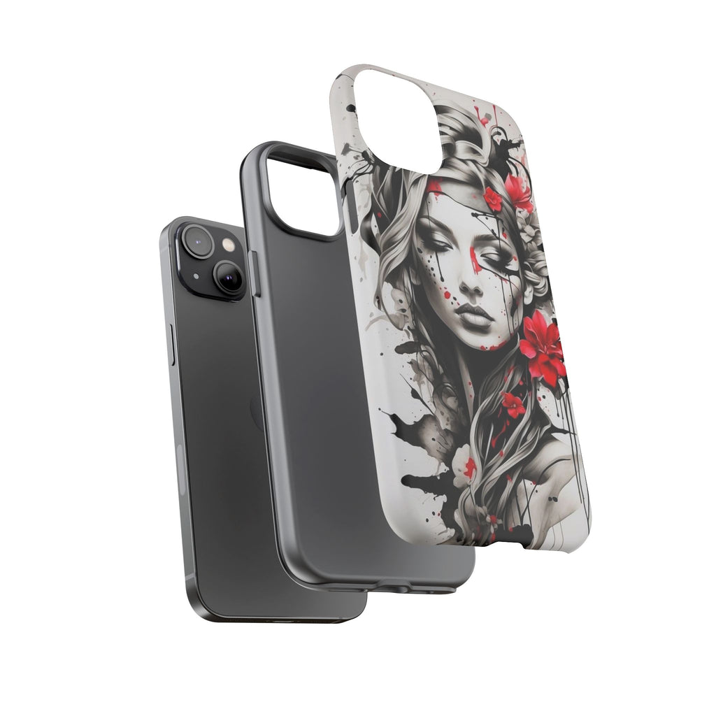 Phone Case Noir Floral Portrait Protective Tough Case
