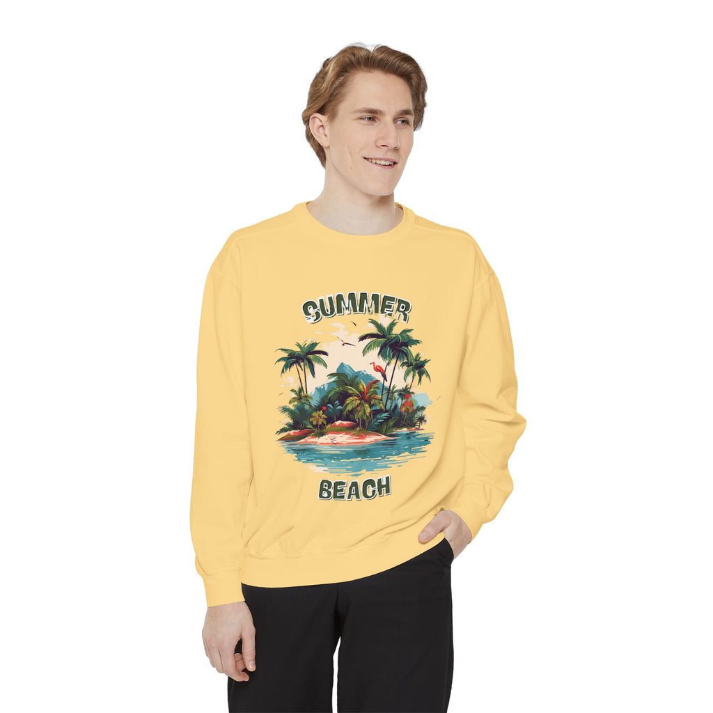 Beach Island Sweatshirt — "Summer Beach" Tropical Palm Crewneck