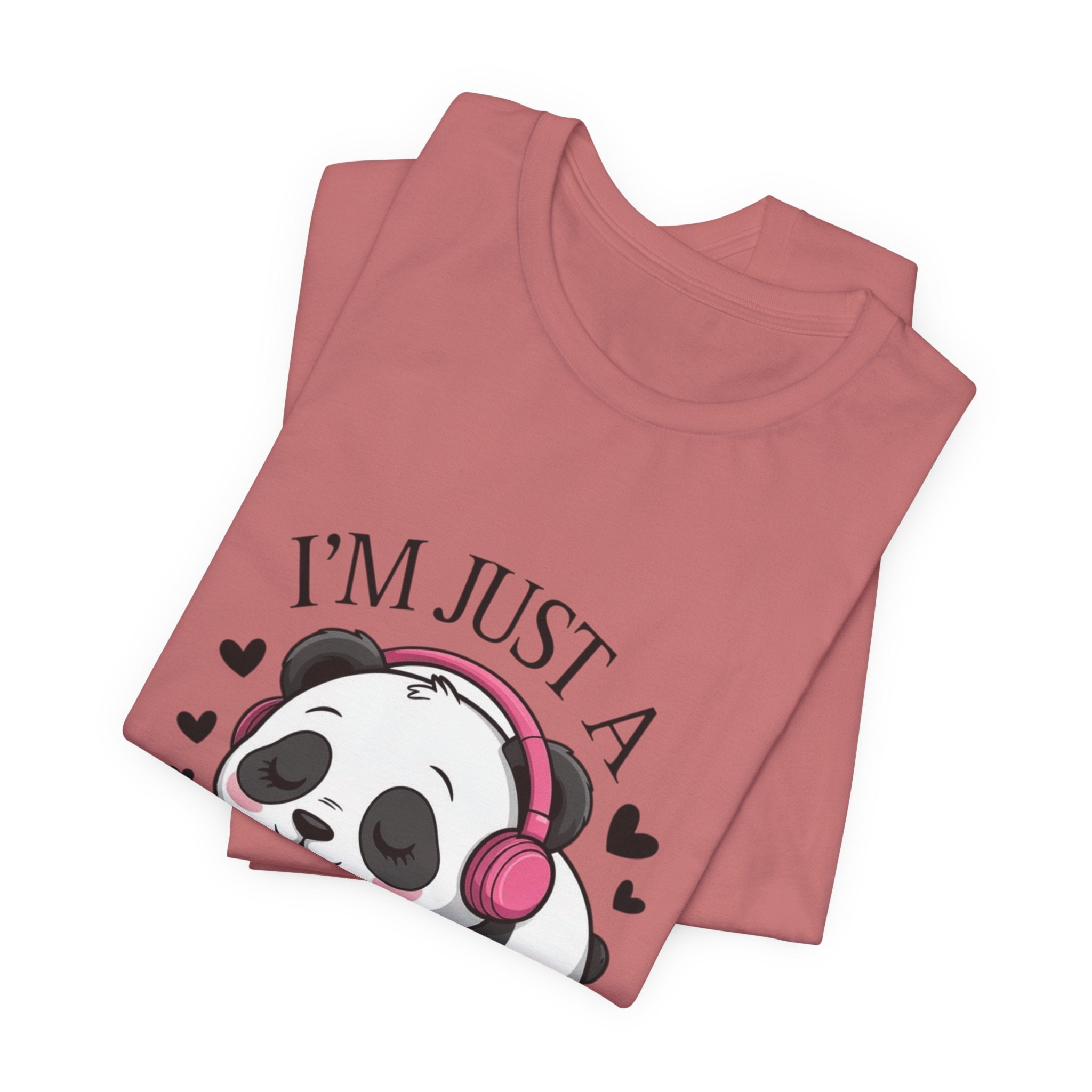 I’m Just a Panda Girl Tee Cute Panda Headphones Graphic T-Shirt
