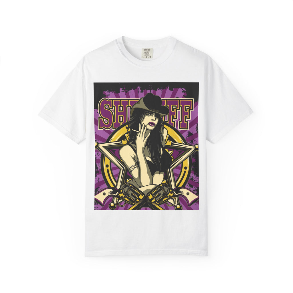 Sheriff Pin-Up T-Shirt — Retro Western Badge Graphic Tee