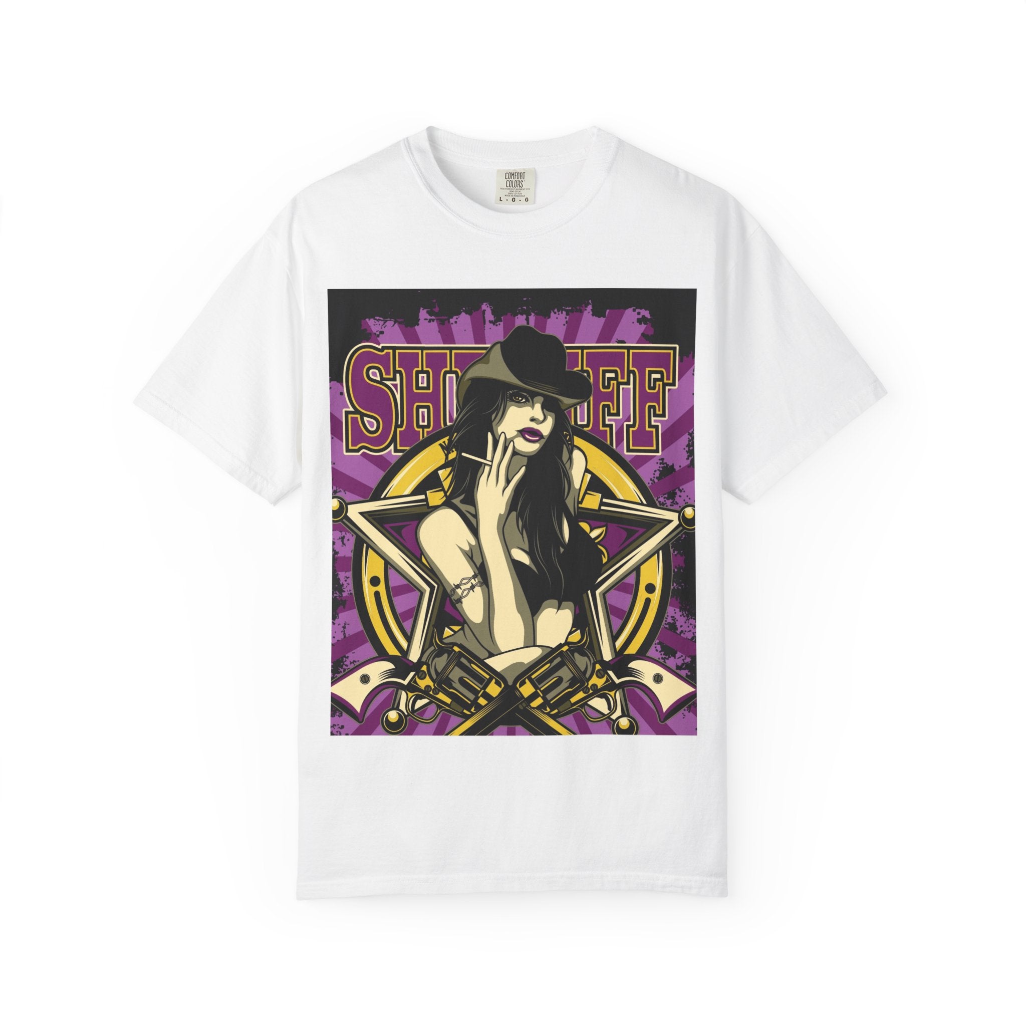 Sheriff Pin-Up T-Shirt — Retro Western Badge Graphic Tee
