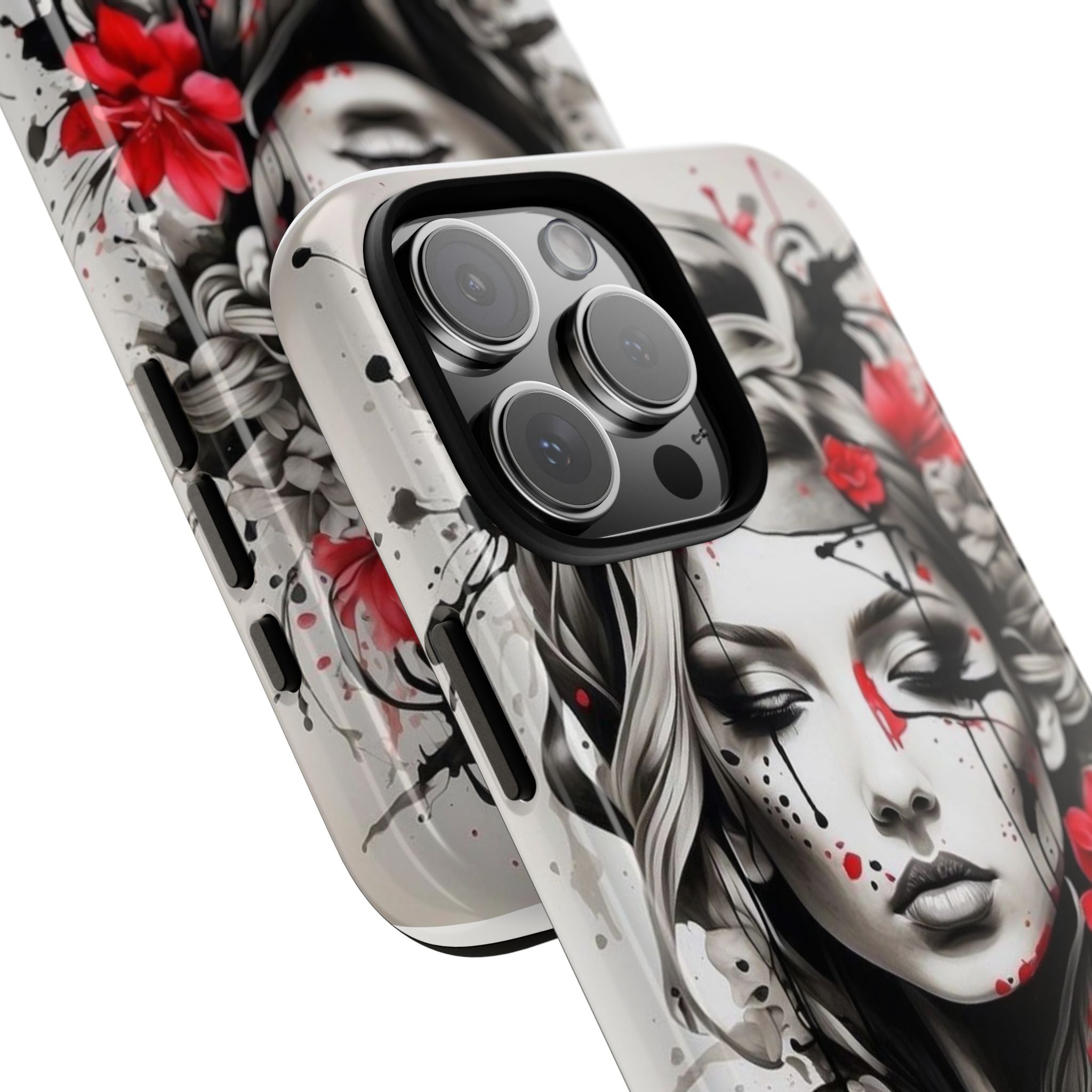 Phone Case Noir Floral Portrait Protective Tough Case