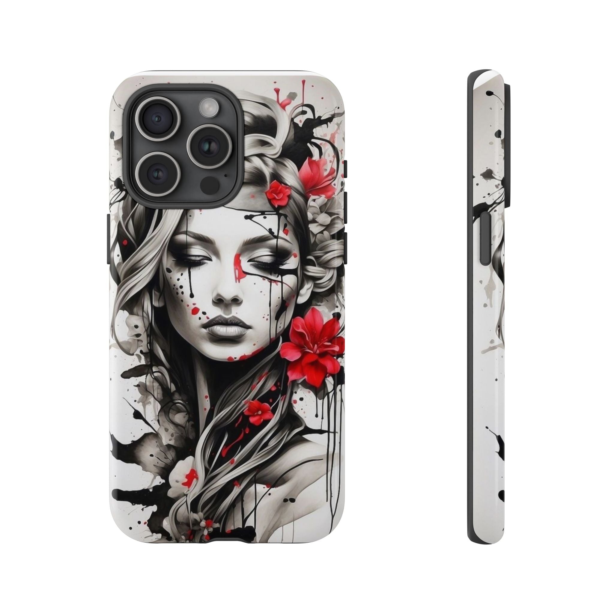 Phone Case Noir Floral Portrait Protective Tough Case