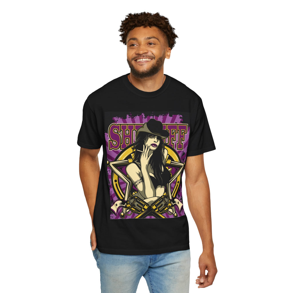 Sheriff Pinup Graphic T-Shirt — Vintage Western Woman Illustration