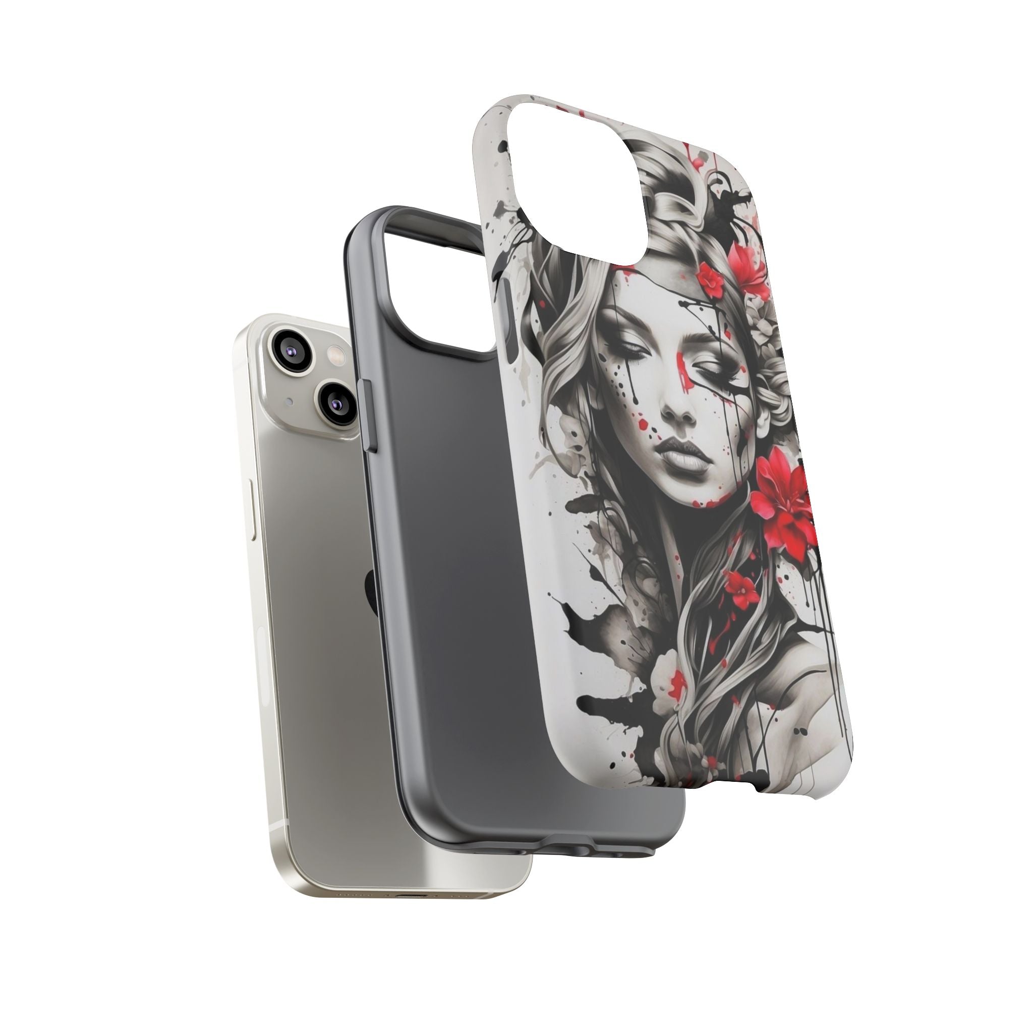 Phone Case Noir Floral Portrait Protective Tough Case
