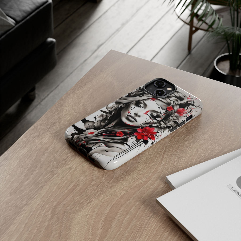 Phone Case Noir Floral Portrait Protective Tough Case