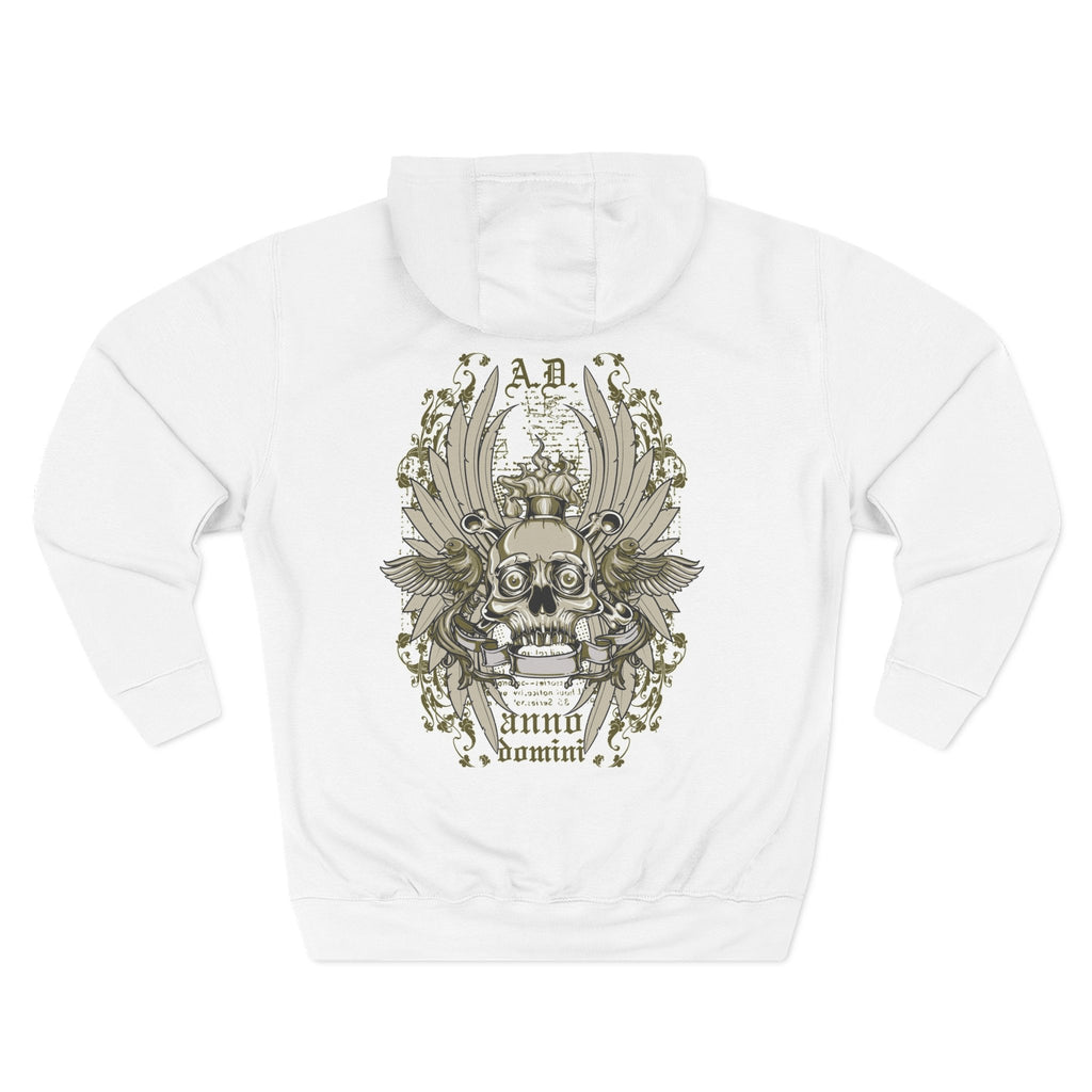 Skull Crest Hoodie — Gothic Winged Skull Graphic Fleece Pullover