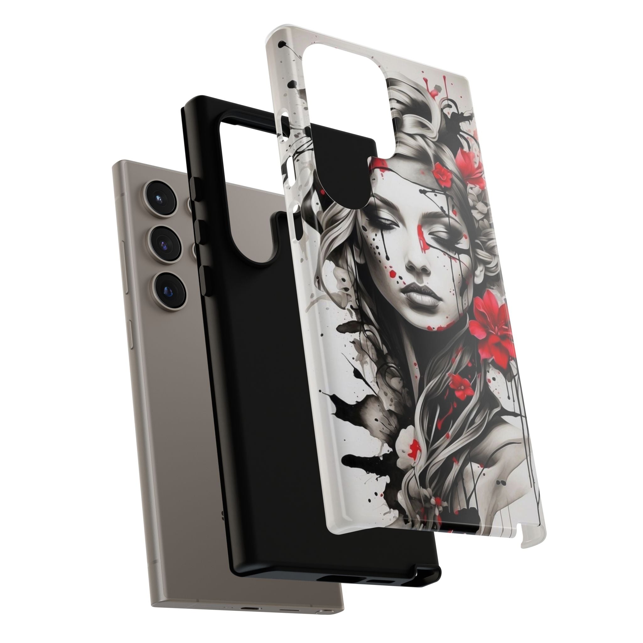 Phone Case Noir Floral Portrait Protective Tough Case