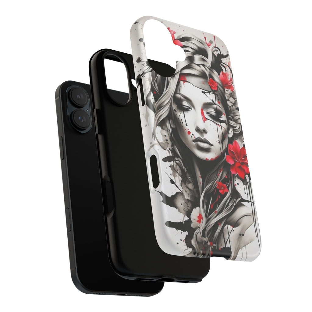 Phone Case Noir Floral Portrait Protective Tough Case