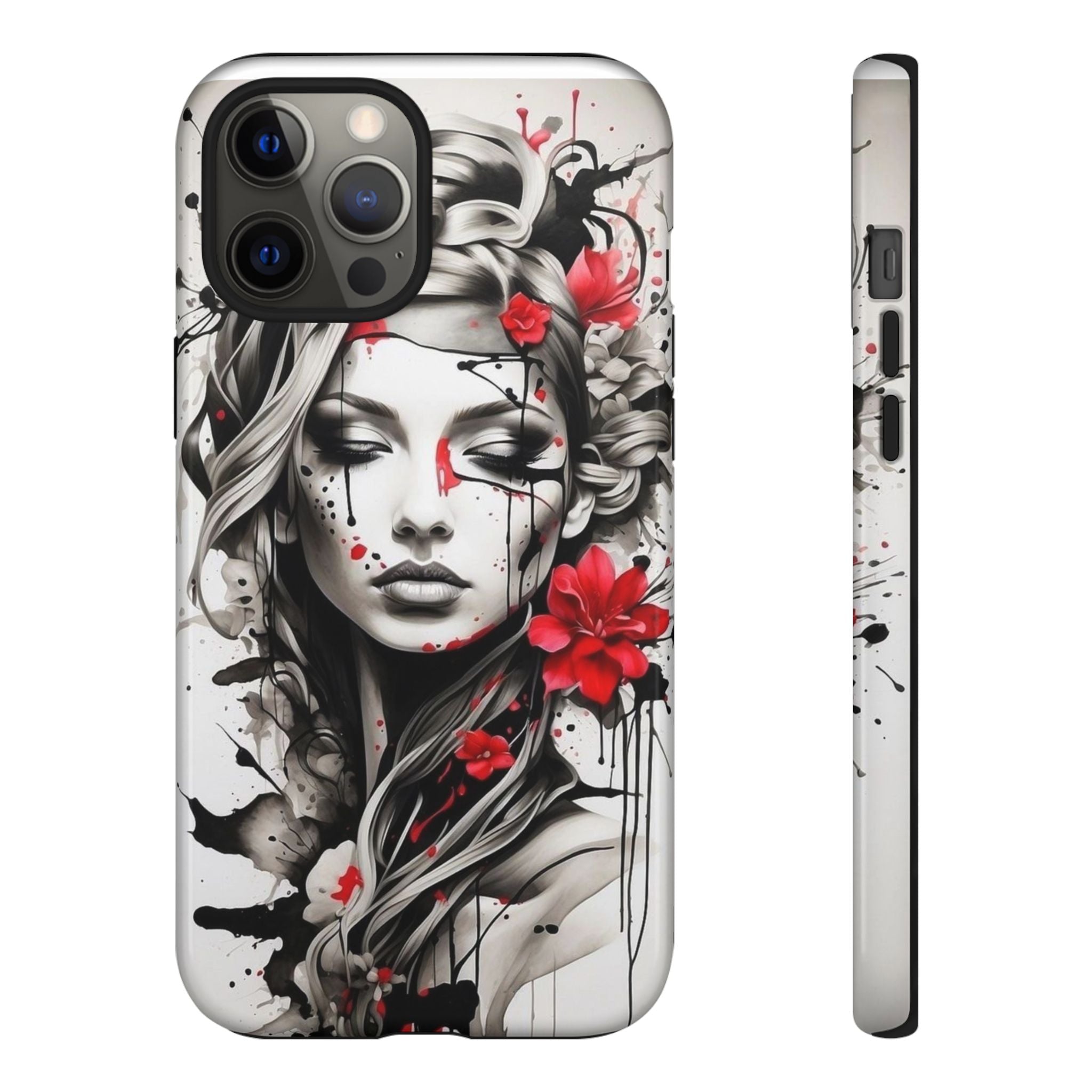 Phone Case Noir Floral Portrait Protective Tough Case