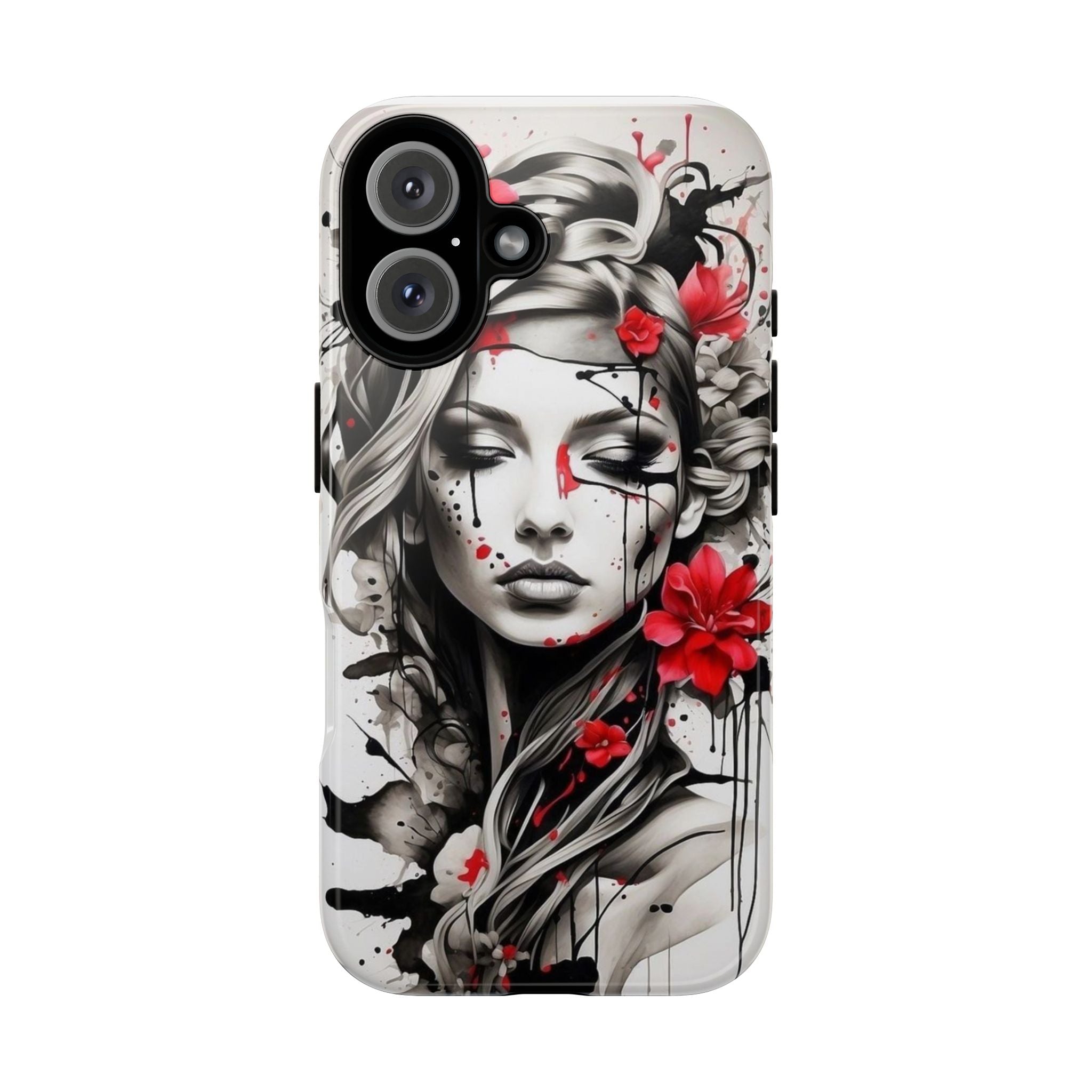 Phone Case Noir Floral Portrait Protective Tough Case