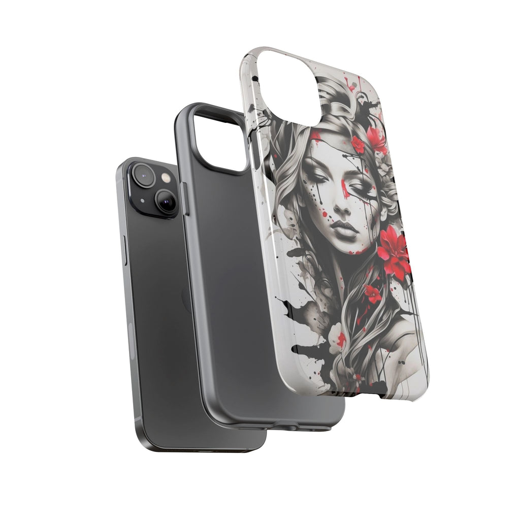 Phone Case Noir Floral Portrait Protective Tough Case