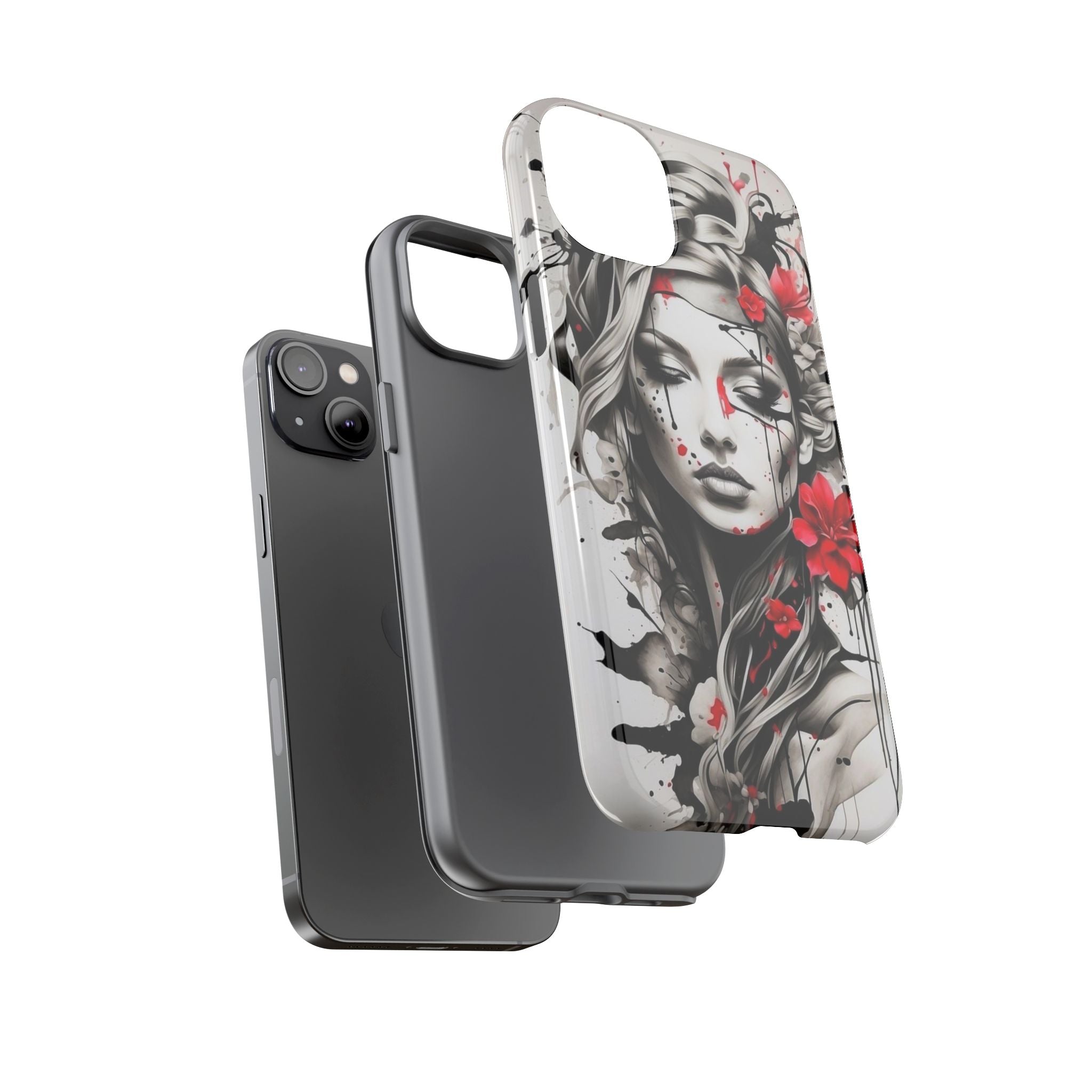 Phone Case Noir Floral Portrait Protective Tough Case