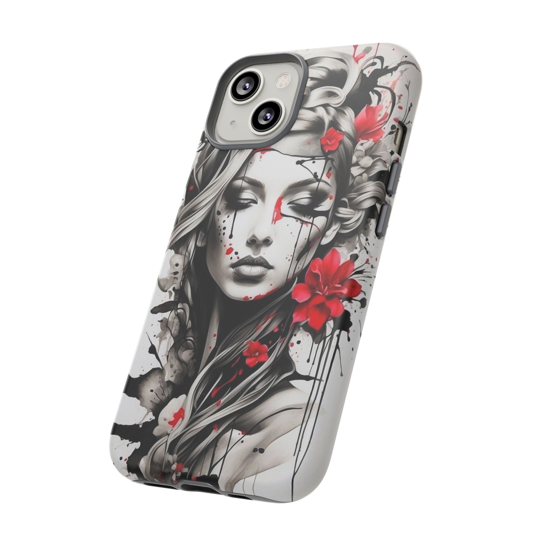 Phone Case Noir Floral Portrait Protective Tough Case