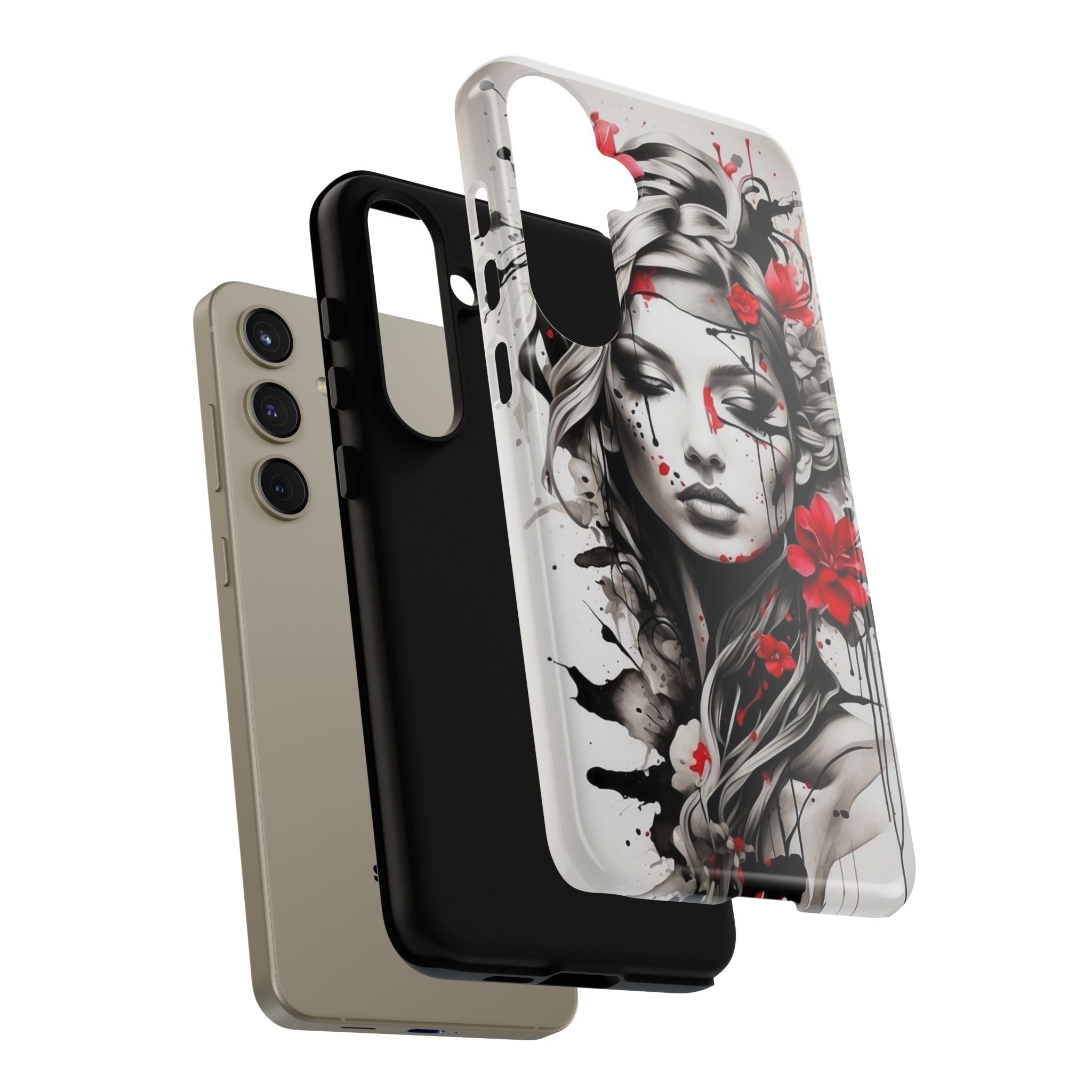 Phone Case Noir Floral Portrait Protective Tough Case