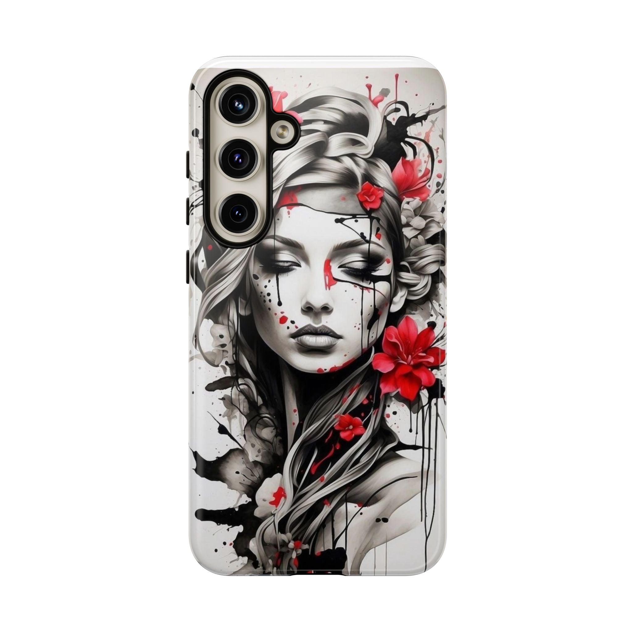 Phone Case Noir Floral Portrait Protective Tough Case